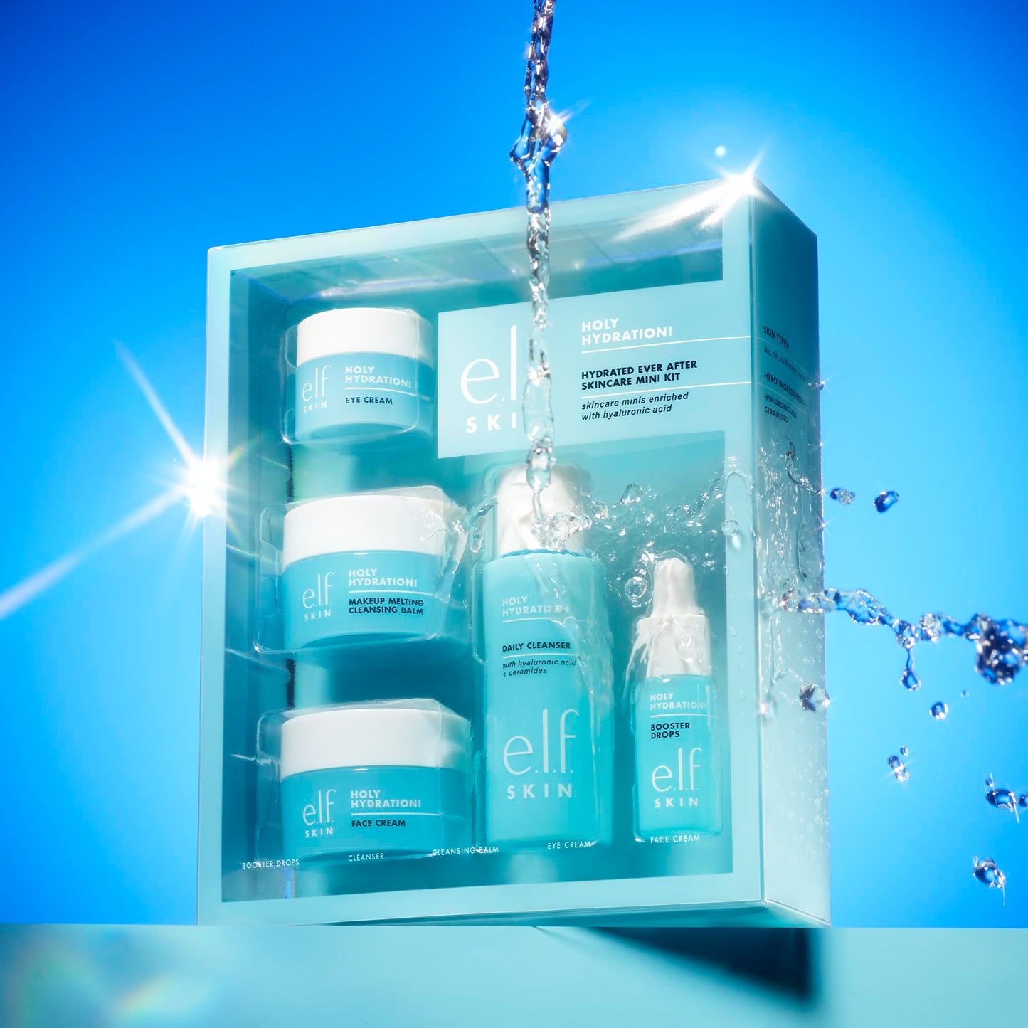 e.l.f Hydrated Ever After Skincare Mini Kit de cuidado de la piel, Ulitmate Holy Hydration! Régimen de la piel, tamaño de viaje, 1 unidad