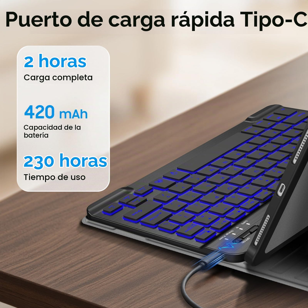 Funda con Teclado iPad Air Fintie Negro TPU Suave Desmontable Bluetooth