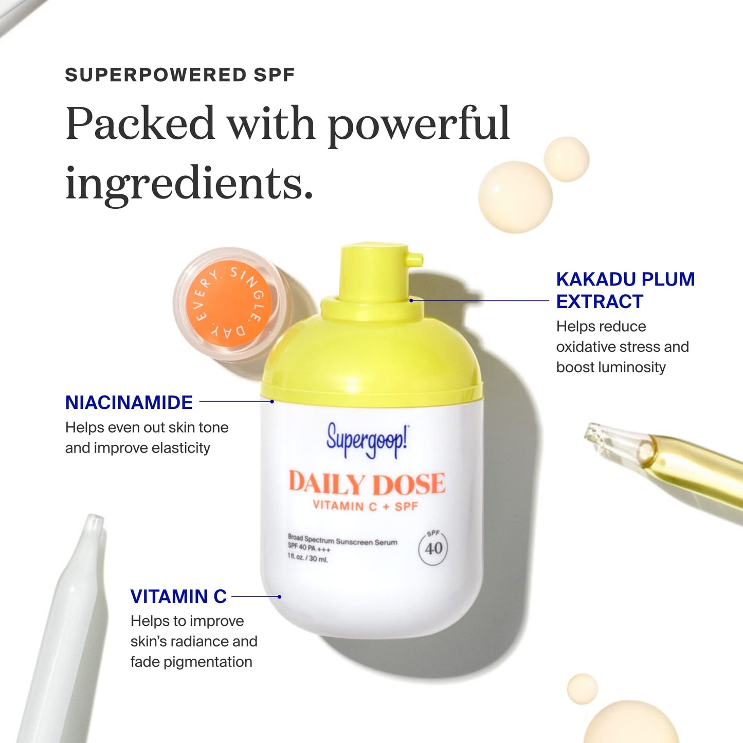 Suero SPF 40 con Vitamina C Supergoop Daily Dose para Mujer 1 oz