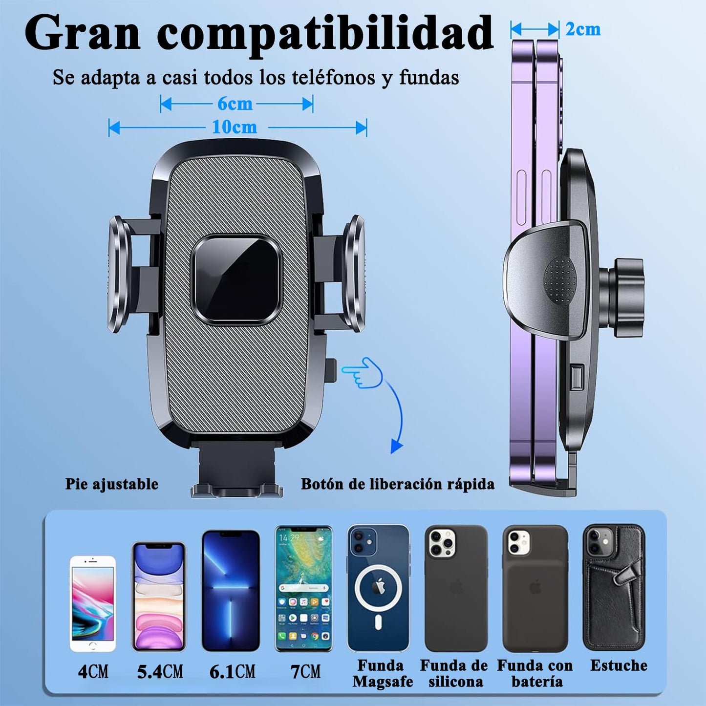 Soporte Celular Automóvil 3 en 1,Base Celular Auto Tablero,Soport Celular Auto,Soporte Universal para Parabrisas/Salpicadero/Ventilación, Accesorios Auto Para IPhone 15/14 , Xiaomi, Motorola, Huawei