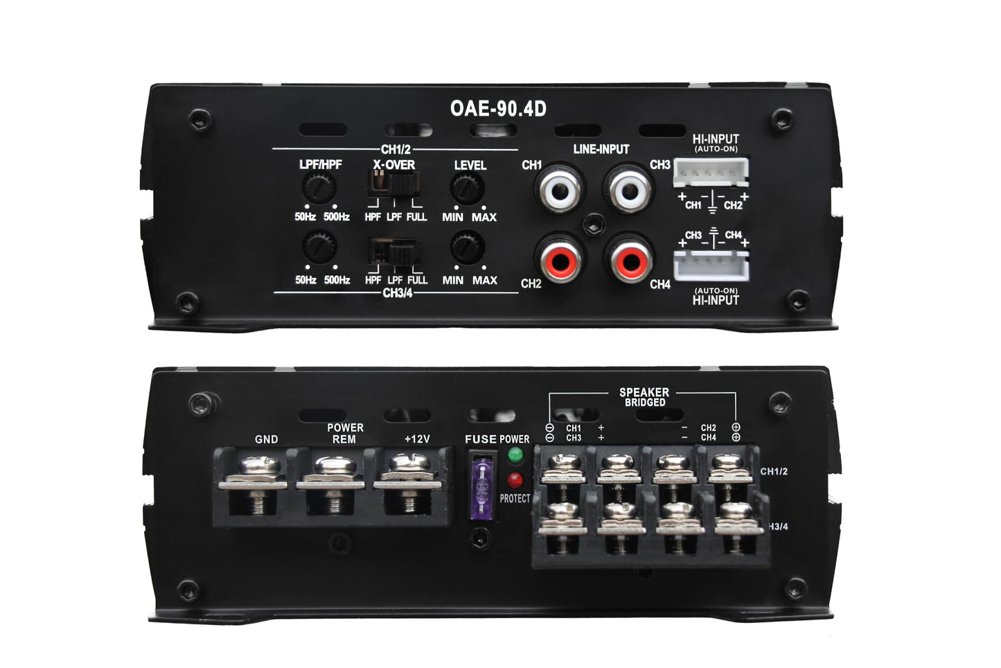 Amplificador de Coche OceanAudio Negro Compacto Clase D de 4 Canales 720 W
