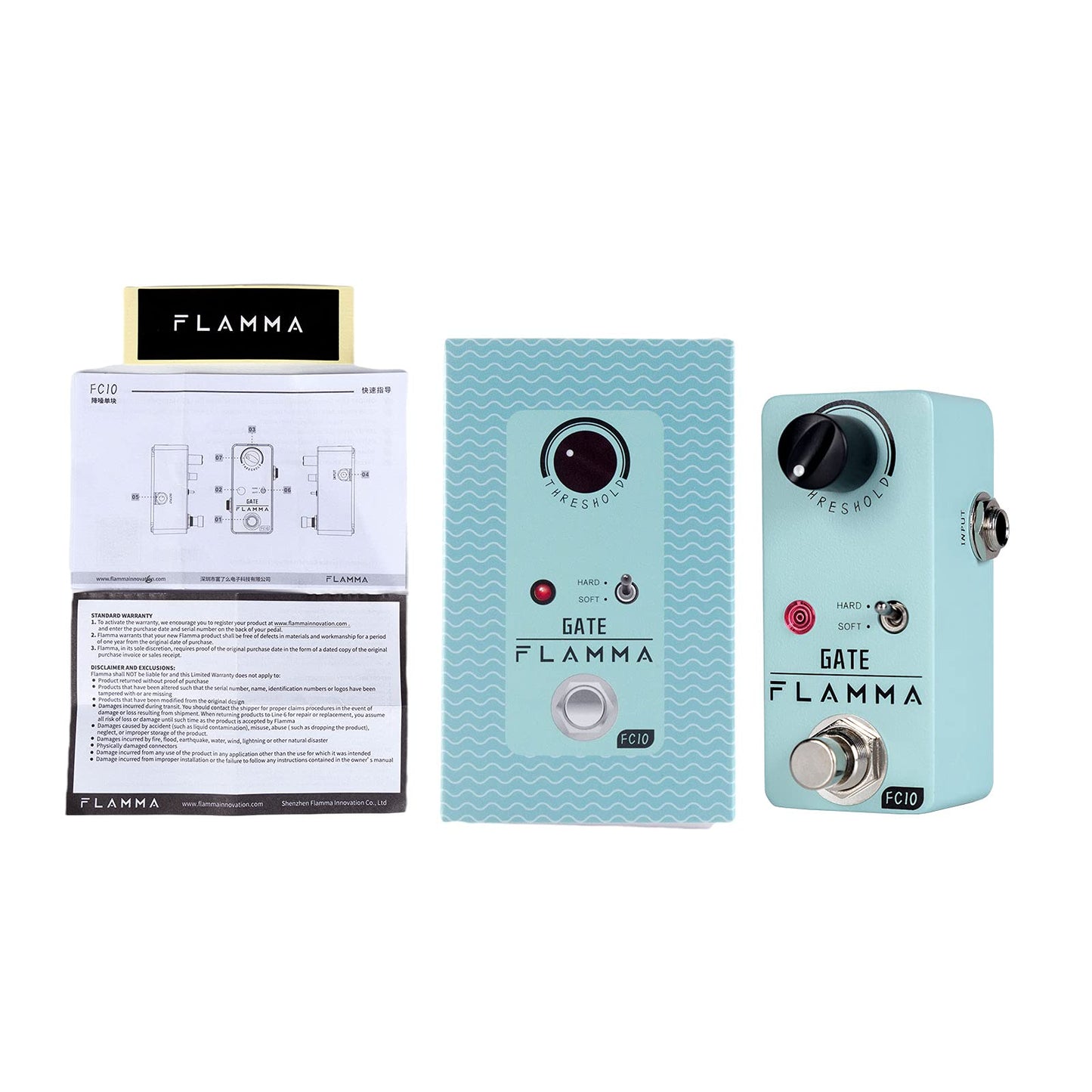 Pedal de Guitarra FLAMMA FC10 Negro con Supresor de Ruido Inteligente True Bypass