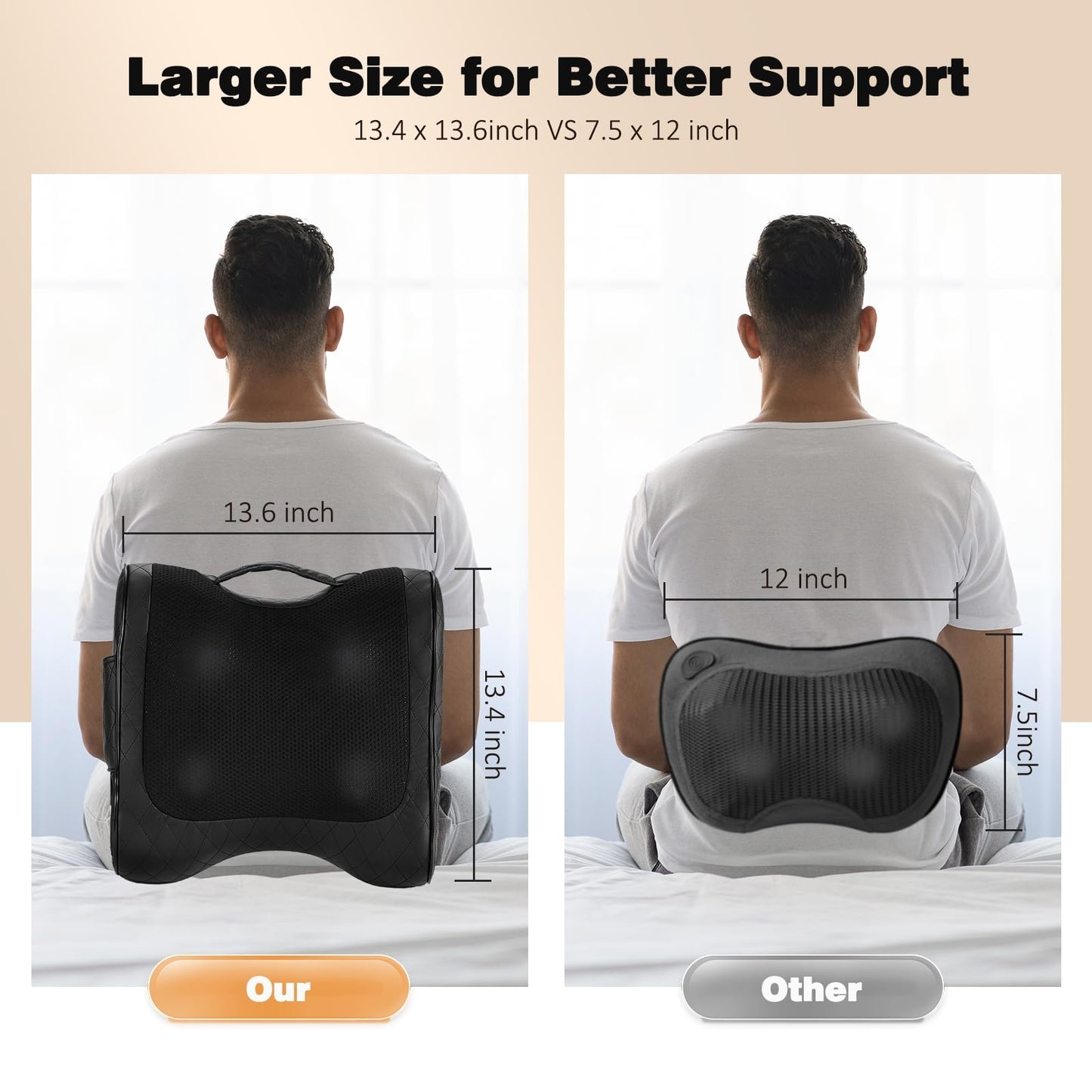 Boriwat - Almohada de masaje de espalda, masajeador eléctrico Shiatsu para aliviar el estrés