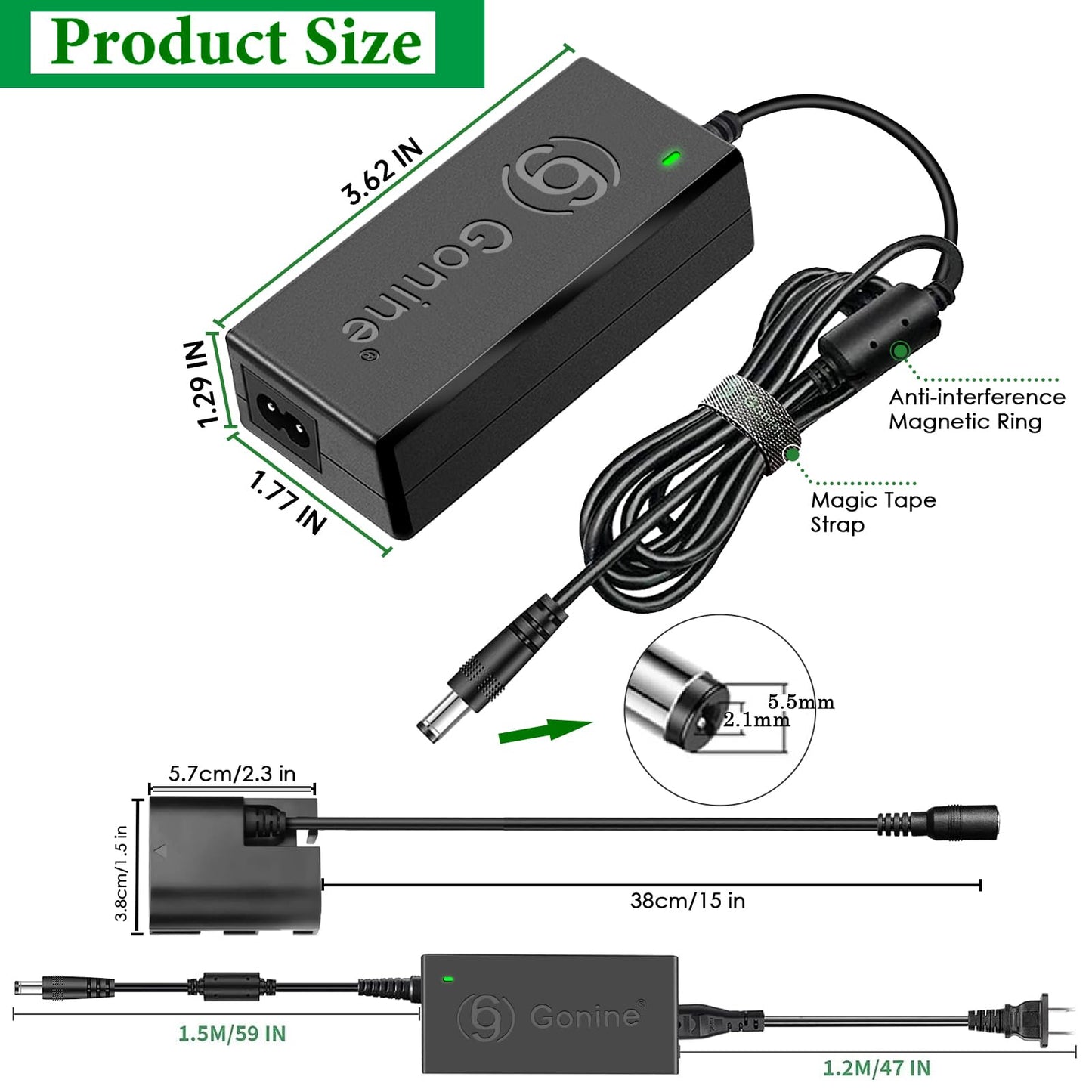 Gonine Decode AC Power Adapter Kit ACK-E6 for Canon EOS 70D/7D EOS 60D/6D EOS 5D Mark II III EOS 5DS EOS 5DS-R EOS 5D Cameras
