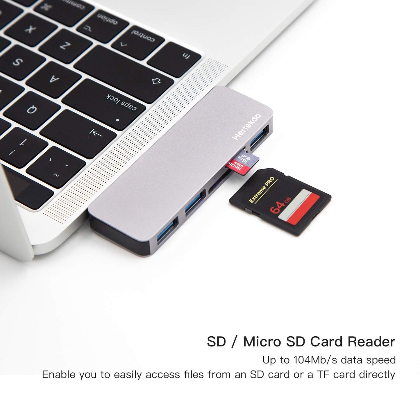 Adaptador USB C Hub Tipo C con 3 Puertos USB 3.0 y Lector de Tarjeta SD/TF Compatible con MacBook, MacBook Pro, MacBook Air, Dell, Asus, Huawei, Microsoft Surface