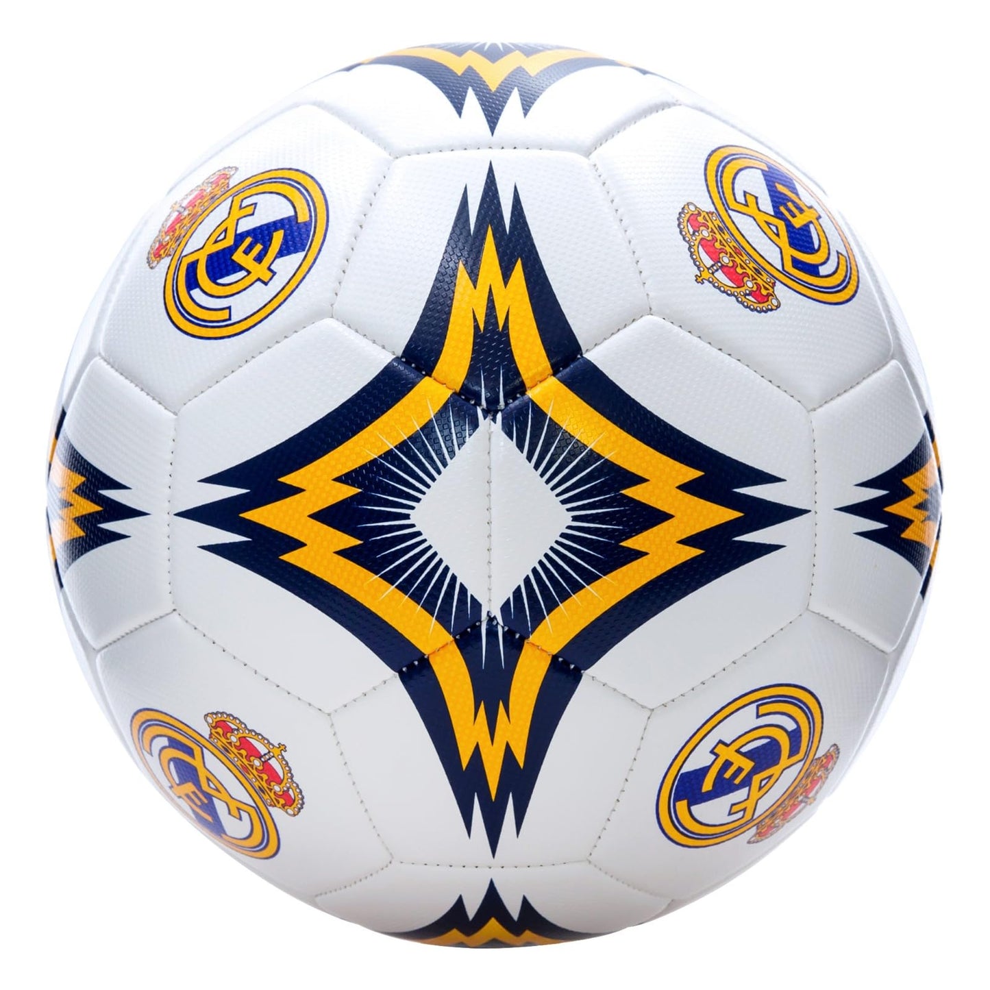 Icon Sports - Pelota de fútbol compatible con el Real Madrid con licencia oficial para jugador, talla 5 (tela brillante), grado S 03