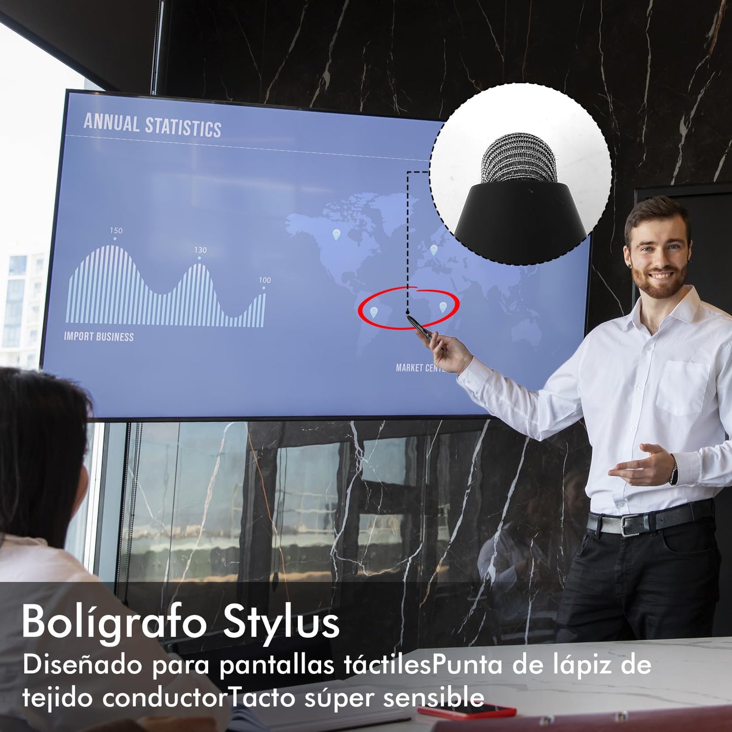 Presentador Inalambrico para Diapositivas, PowerPoint Control Remoto con 2 en 1 USB Tipo C, Recargable Clickers de Presentación para Presentaciones Compatible con, Windows, Mac Os, Andorid (negro)