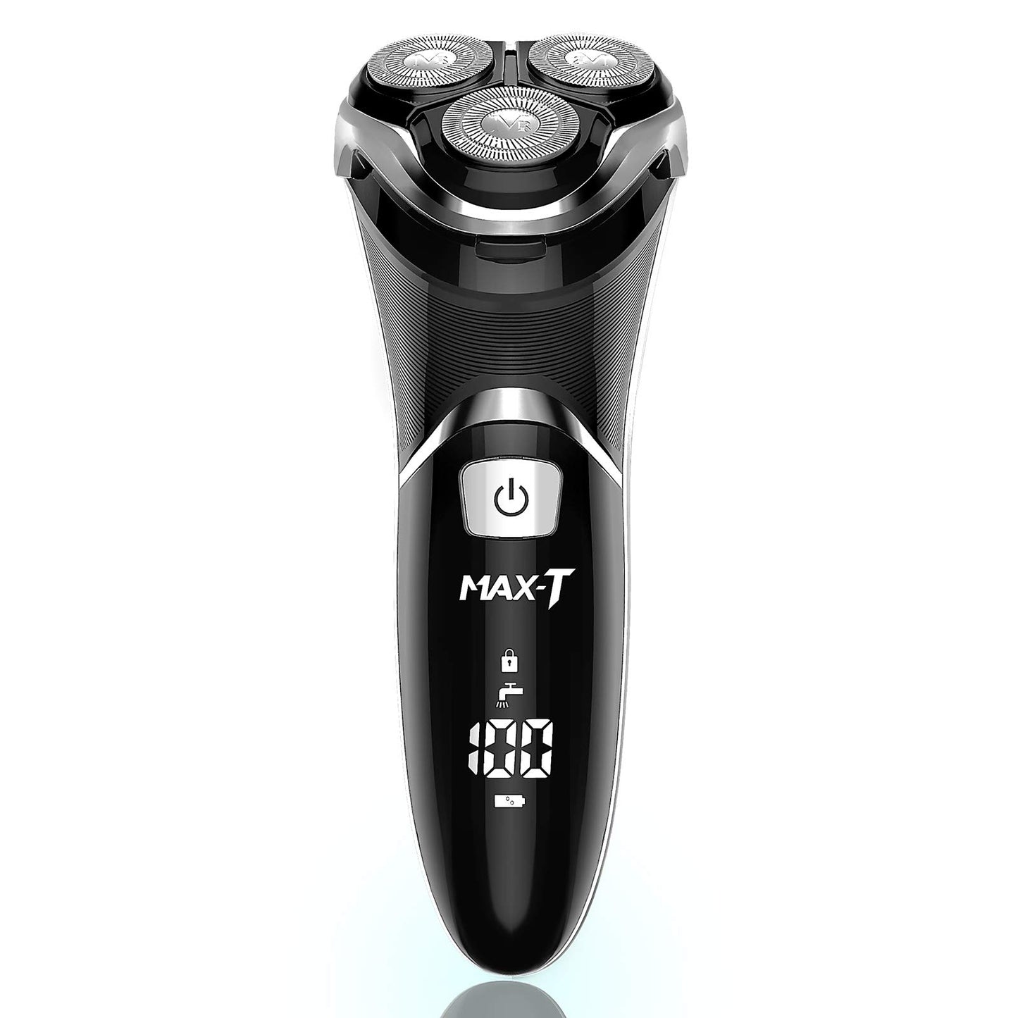 Afeitadora eléctrica para hombres - MAX-T Afeitadora rotativa 3D recargable con cable e inalámbrica para hombres con recortador de patillas emergente húmedo y seco con adaptador de pared 100-240 V