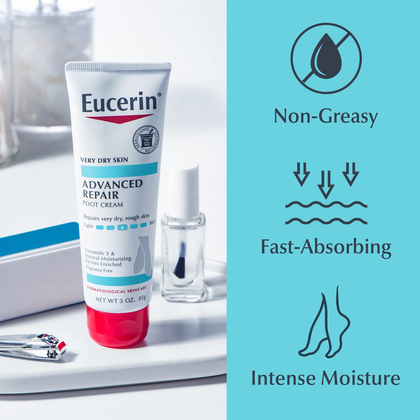 Eucerin Intensive Repair, Extra-Enriched Foot Creme, 3 Oz (Pack of 3)