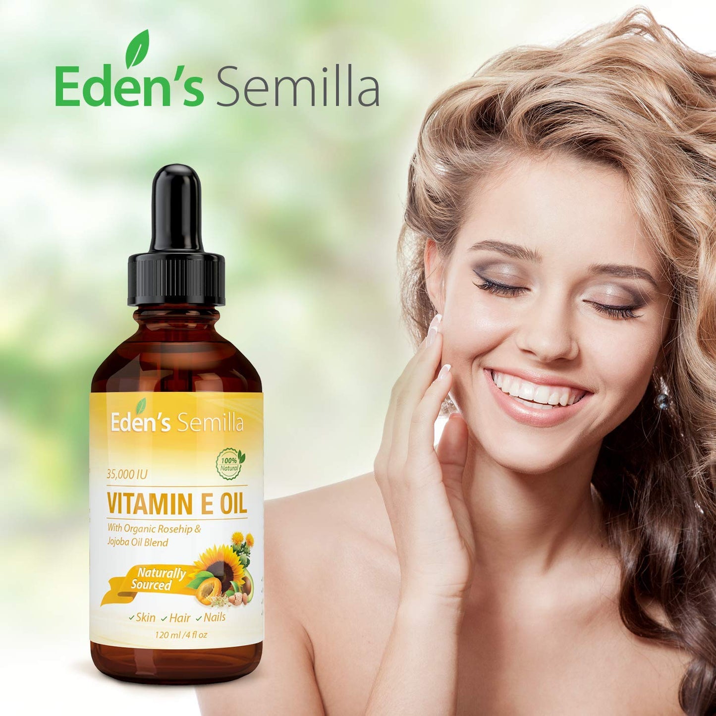 Aceite Orgánico de Vitamina E para Piel: Rosa Mosqueta, Jojoba - Nutrición, Protección Rostro y Cuerpo - Ingredientes Puros - 4 oz - Absorción Rápida - Tratamiento Natural y Efectivo.