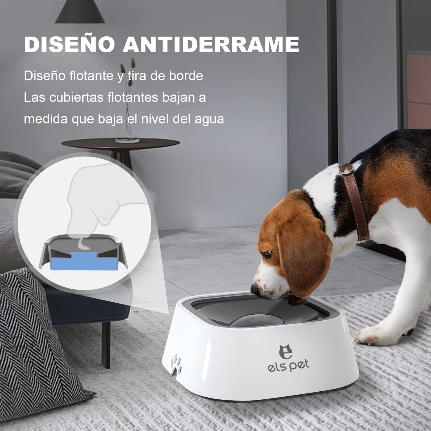 ELS PET Cuenco para Perros sin derrames, Cuenco de Agua para Mascotas, sin Goteo, alimentador de Agua Lenta para Gatos, dispensador de Agua para Mascotas, Cuenco de Agua de Viaje de 35 onzas