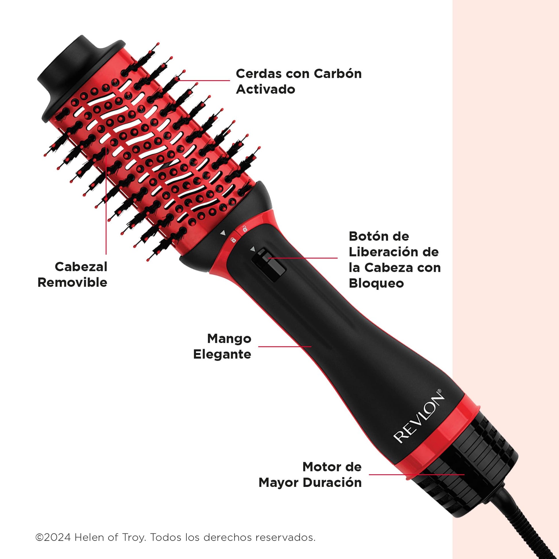 Revlon One-Step Volumizer Plus Removible con Accesorios Intercambiables, Kit con 4 Accesorios