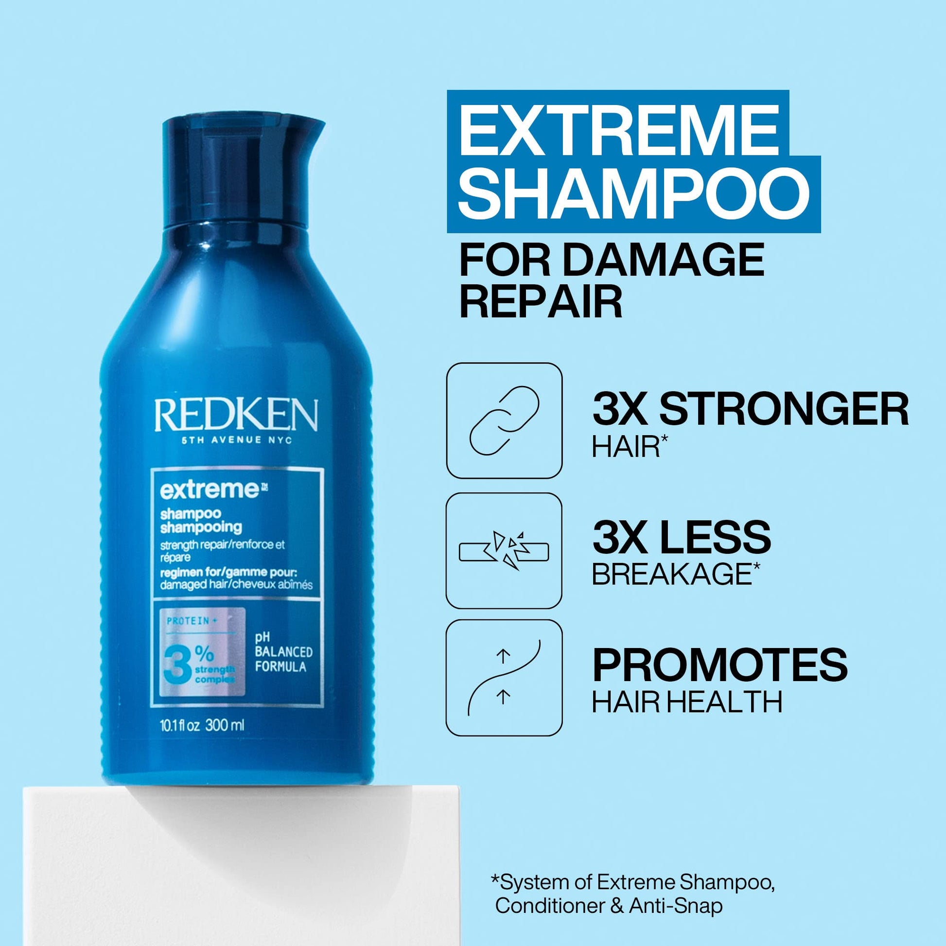 Redken Shampoo para Reparar el Cabello Danado y Procesado 300 Ml, Extreme, 0.75 pounds, 300 mililitro, 1 + Mascarilla para Reparar el Cabello Danado y Procesado 250 Ml, 0.5 pounds, 250 mililitro, 1