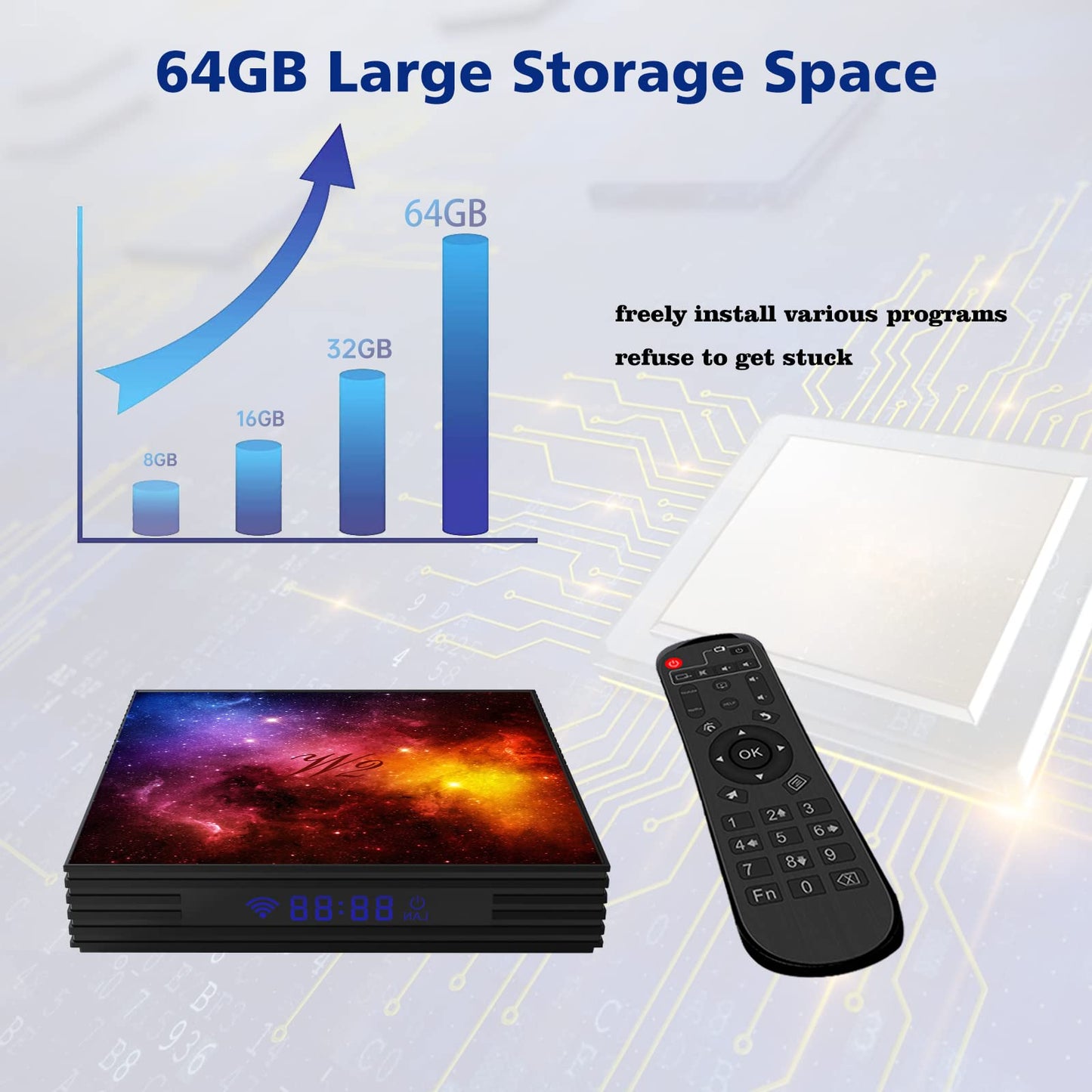 Android Box - Set de 12,04 GB RAM 64 GB ROM Smart Set parte superior Box Mali-G31 Media Player incorporado 2.4G/5G WiFi Bluetooth 4.2 compatible con videos 3D 4K UHD con mini teclado inalámbrico
