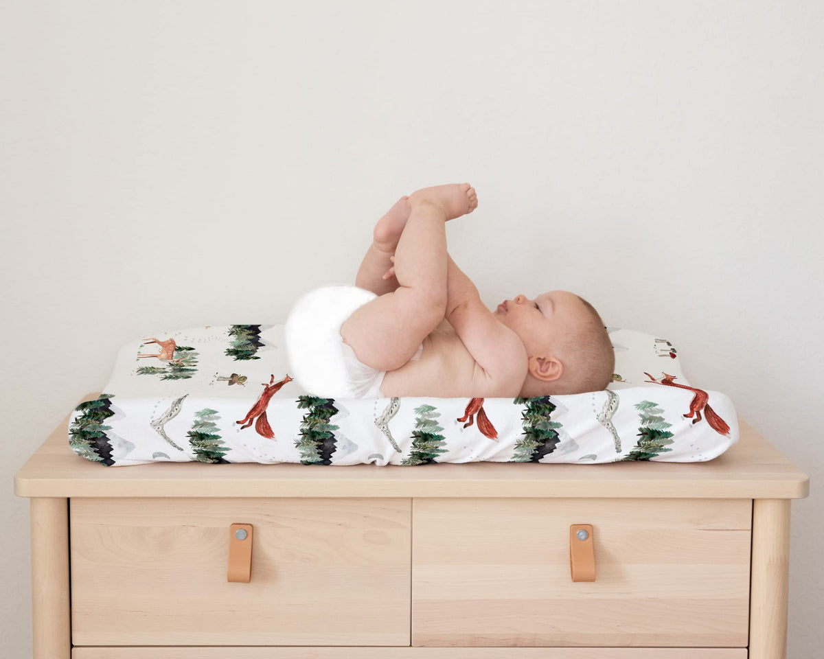 Sorrel + Fern 2-Pack Changing Pad Cover (Woodland Forest Animals) - Buttery Soft Cotton Blend