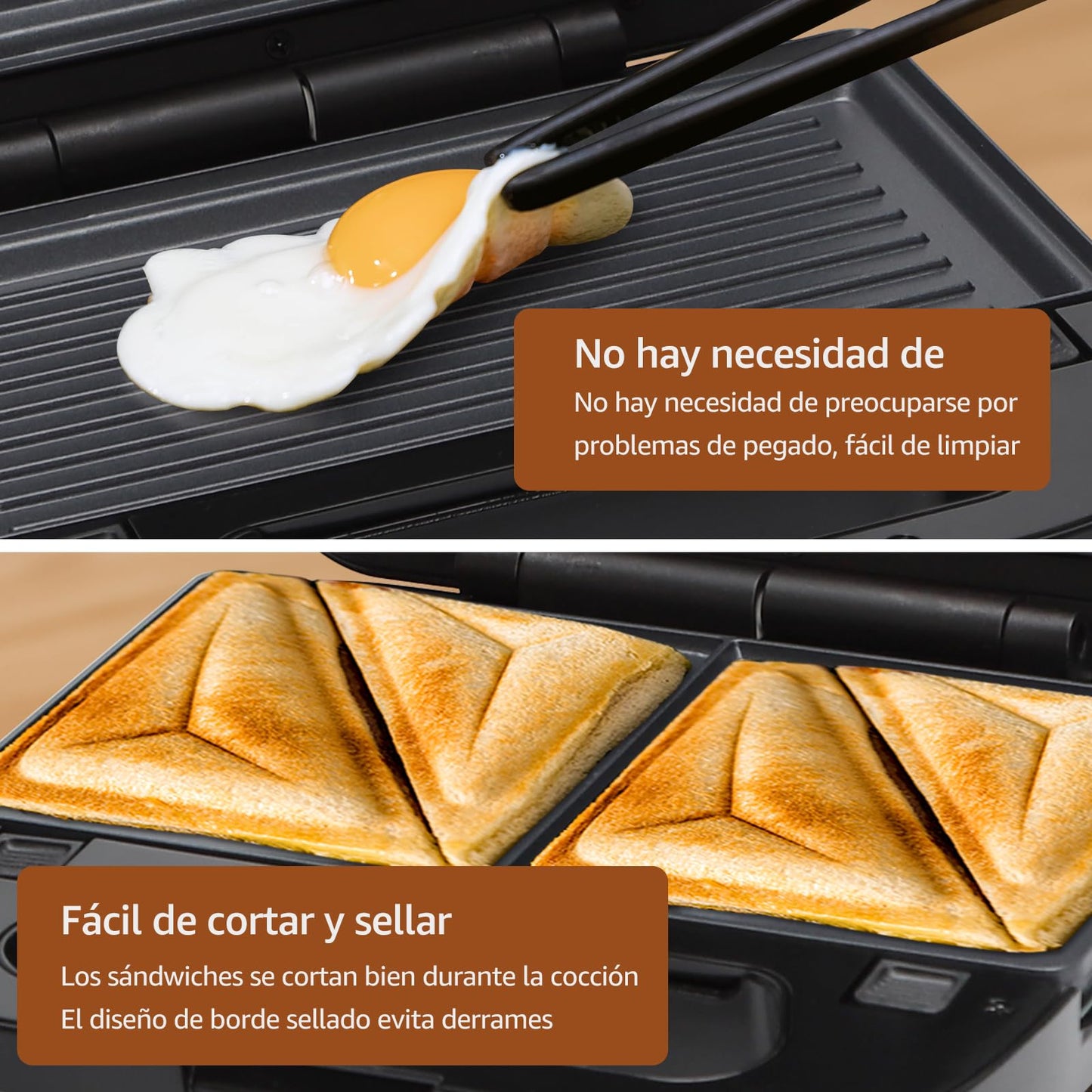 Aigostar Sandwichera Electrica 4 en 1, prensa de panini de doble cara, Recubrimiento Antiadherente, Con luz indicadora y fácil de limpiar, Termostato.