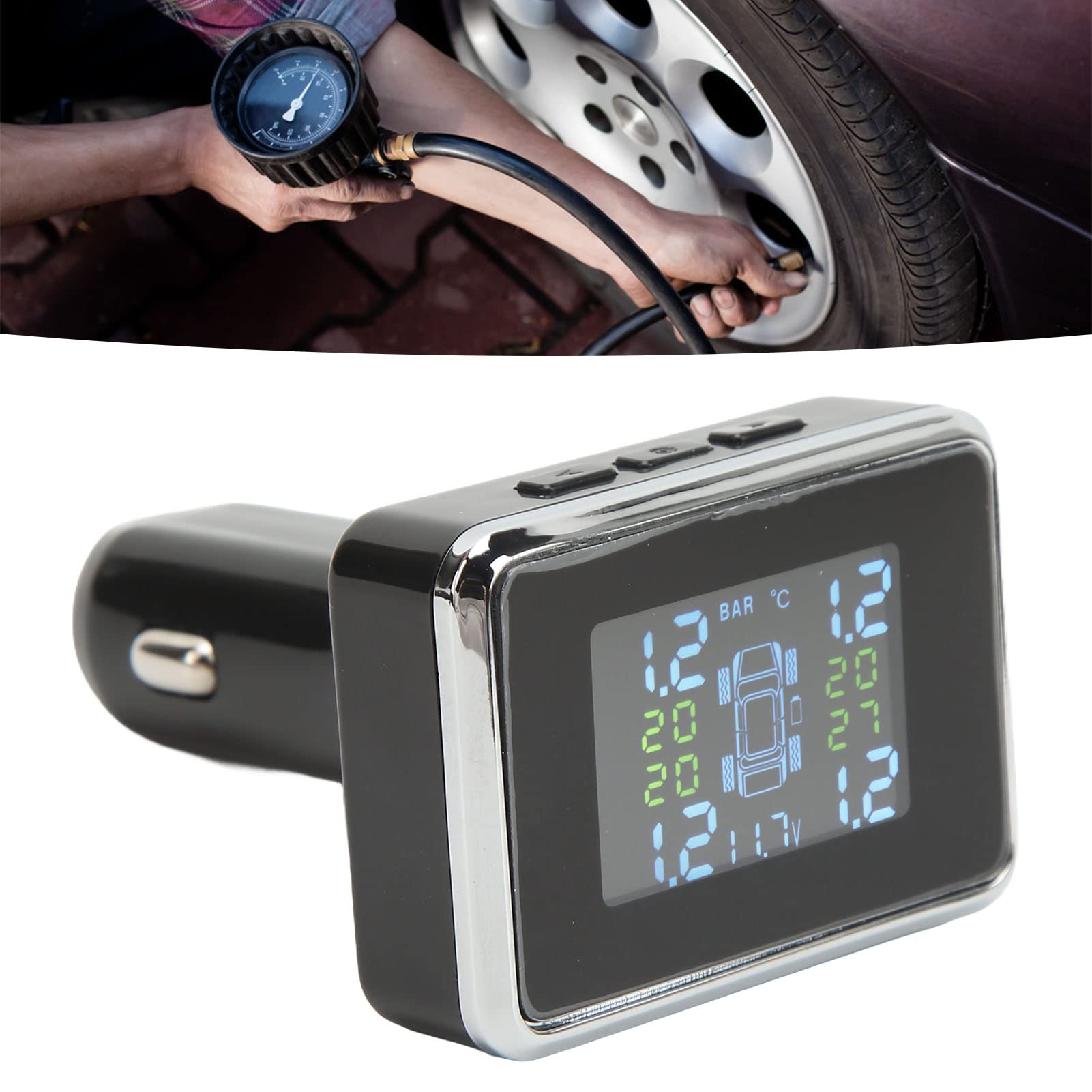 Monitor de Presión de Llantas TPMS Inalámbrico Señal Estable con Salida USB para camiones
