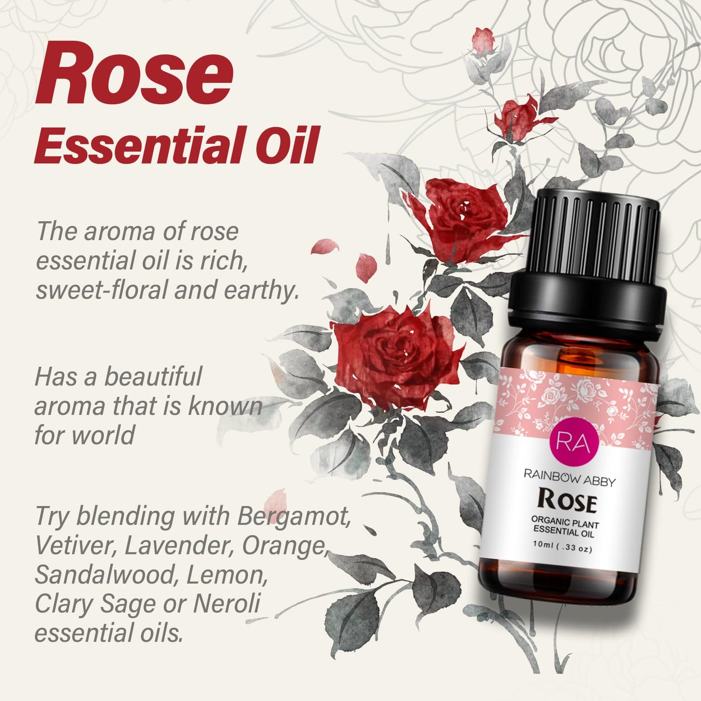 Aceite Esencial 100% Puro Rose Grado Terapéutico 10 ml