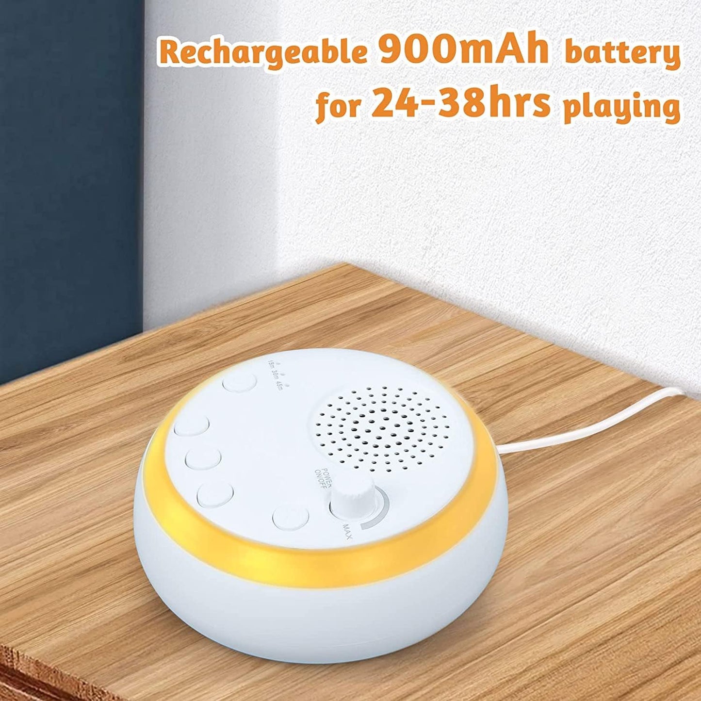 Máquina de sonido Easysleep - Máquina de ruido blanco con 16 sonidos calmantes y luz nocturna, con 3 temporizadores de sueño, portátil y alimentado por USB para relajación del sueño