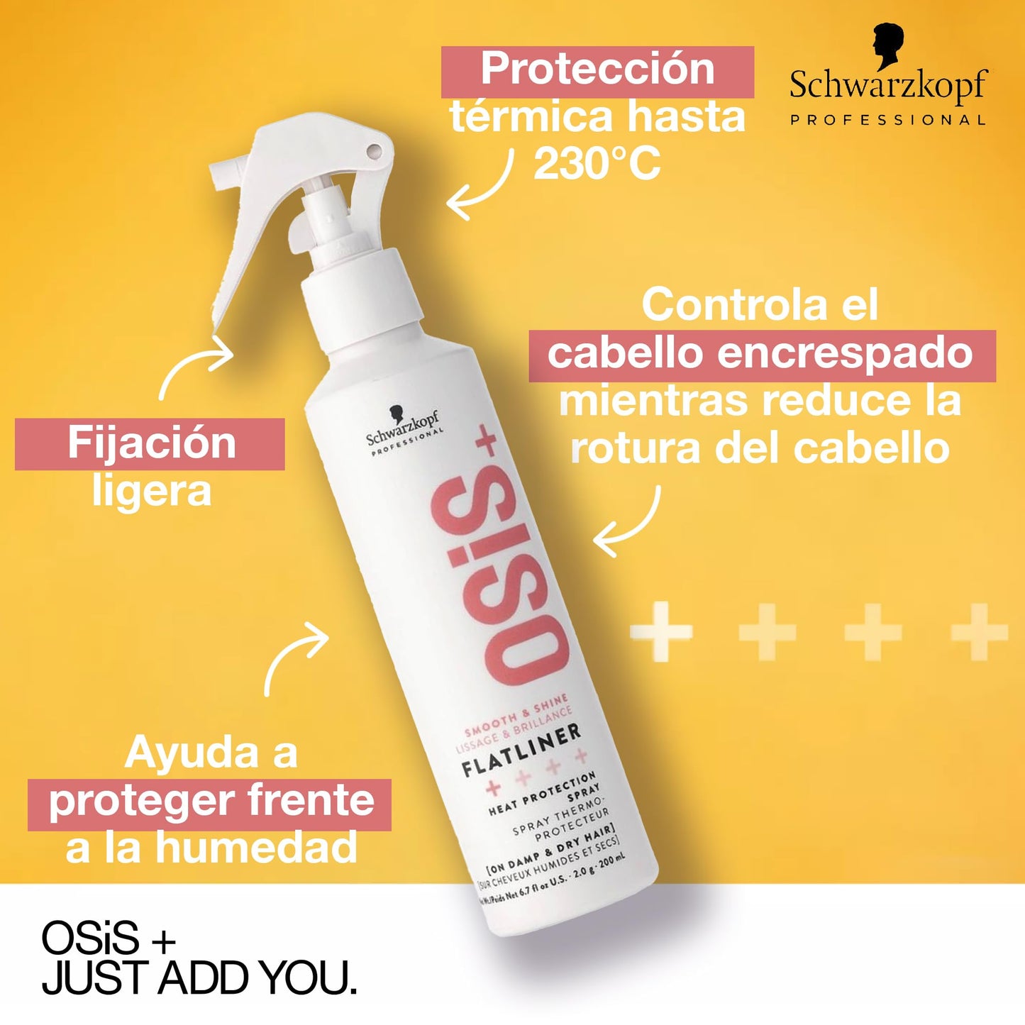 Spray Protector Térmico Schwarzkopf OSiS+ Flatliner Resistente y Acondicionador del Cabello
