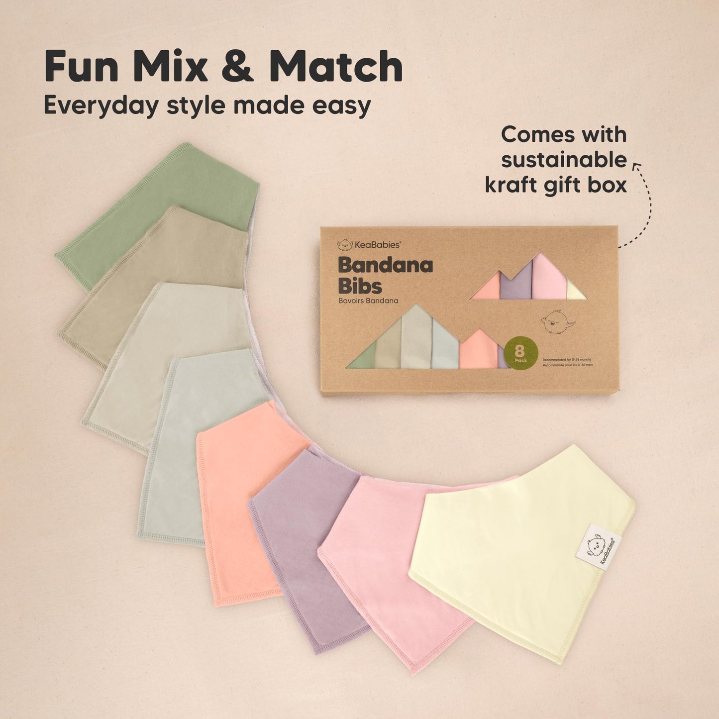 KeaBabies - Paquete de 8 baberos orgánicos para niñas - Baberos triangulares súper absorbentes para bebés babeos y dentición, 100% algodón extra suave para recién nacido, bebé de 0 a 36 meses (rocío)
