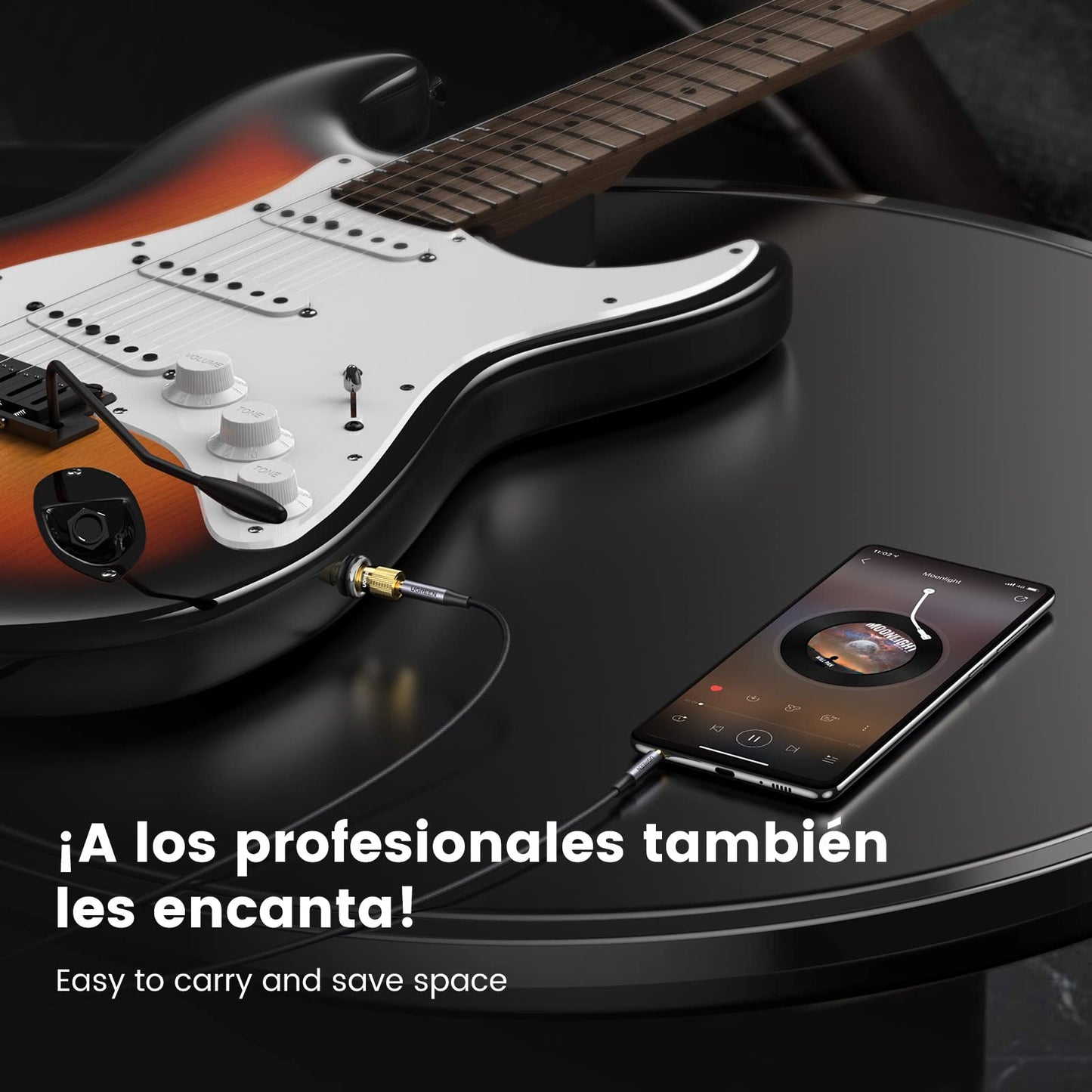 UGREEN Adaptador Convertidor de Audio Estéreo de Jack 3,5mm Hembra a 6,35mm Macho, Compatible con Guitarra, Altavoces, Mezclador, 5 Pack