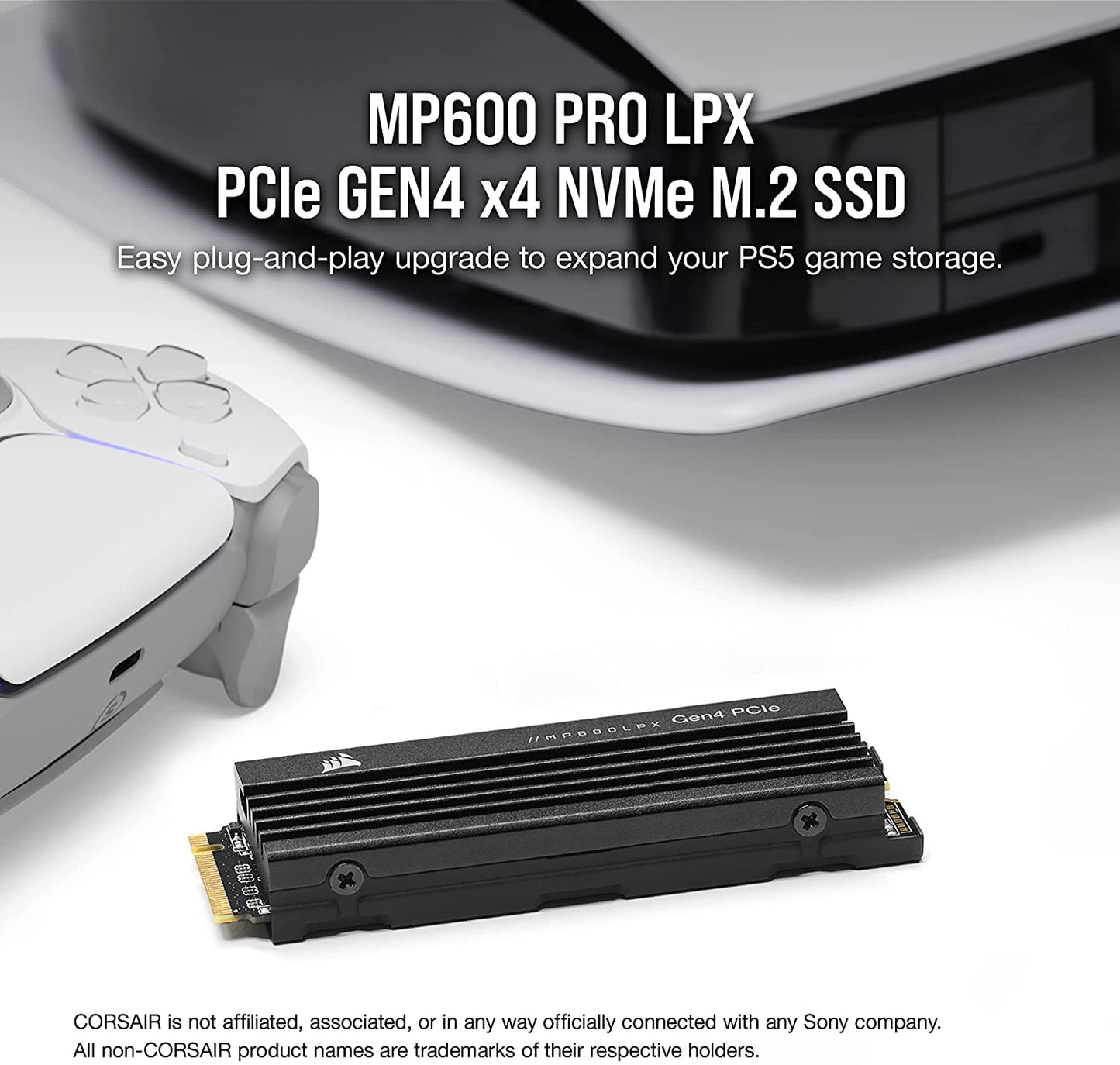 Corsair - Disco Duro SSD MP600 Pro LPX M.2 NVMe PCIe x4 Gen4 de 2 TB, optimizada para PS5 (velocidades de lectura secuencial de hasta 7100 MB/seg y escritura secuencial de 6800 MB/seg