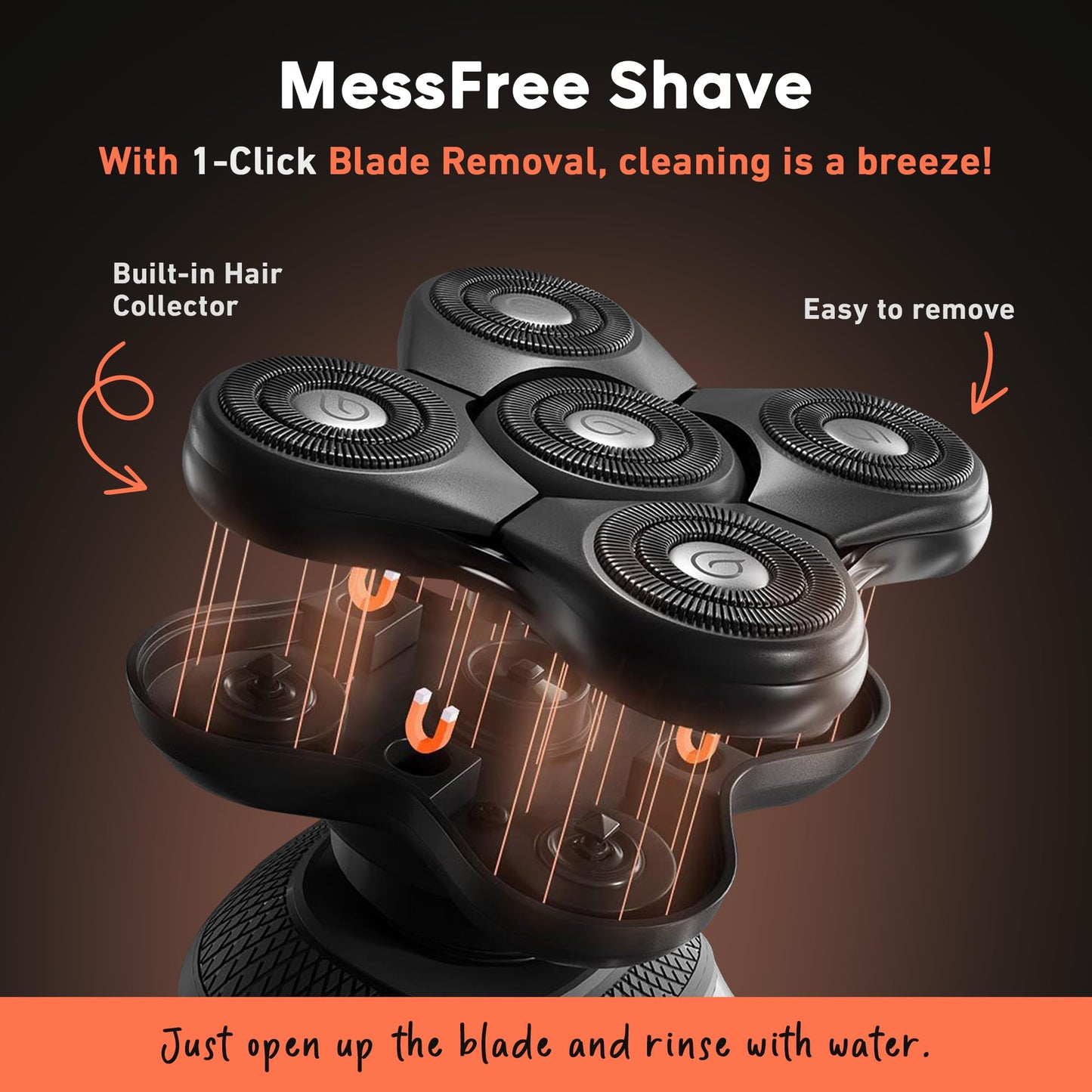 GROOMIE BaldiePro - Afeitadoras inalámbricas para hombres calvos - Afeitadora de cabeza cómoda - Cuidado de la cabeza calva para hombres - Afeitadora de palma fácil de usar para un afeitado calvo suave - Afeitadoras ergonómicas para cabezas calvas - Afeit