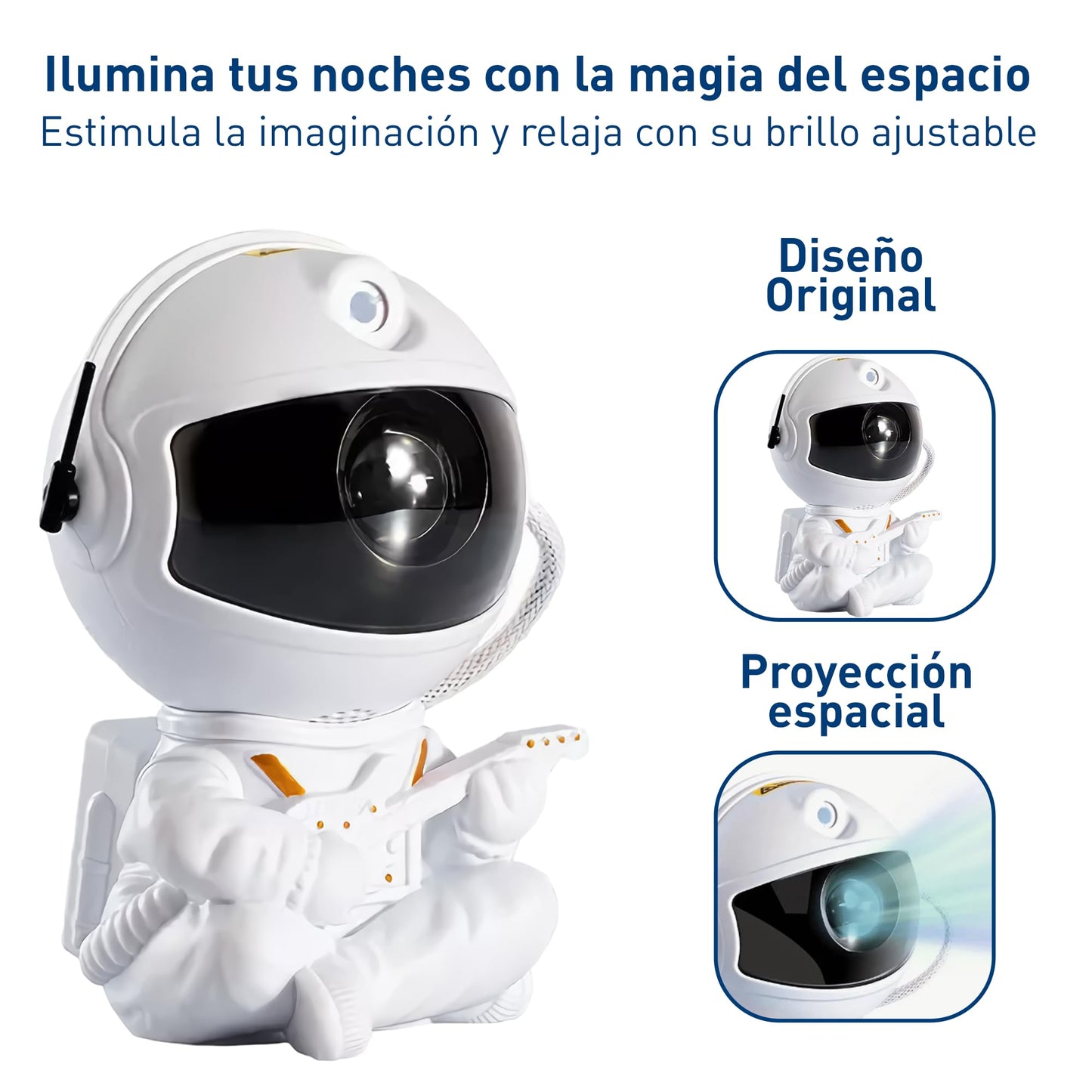Bluelander Proyector Astronauta, Astronauta Proyector de Estrellas, Control Remoto, Luces Estrellas, Adecuado para Niños, Regalo Ideal, Ángulo Ajustable 360° (Blanco)
