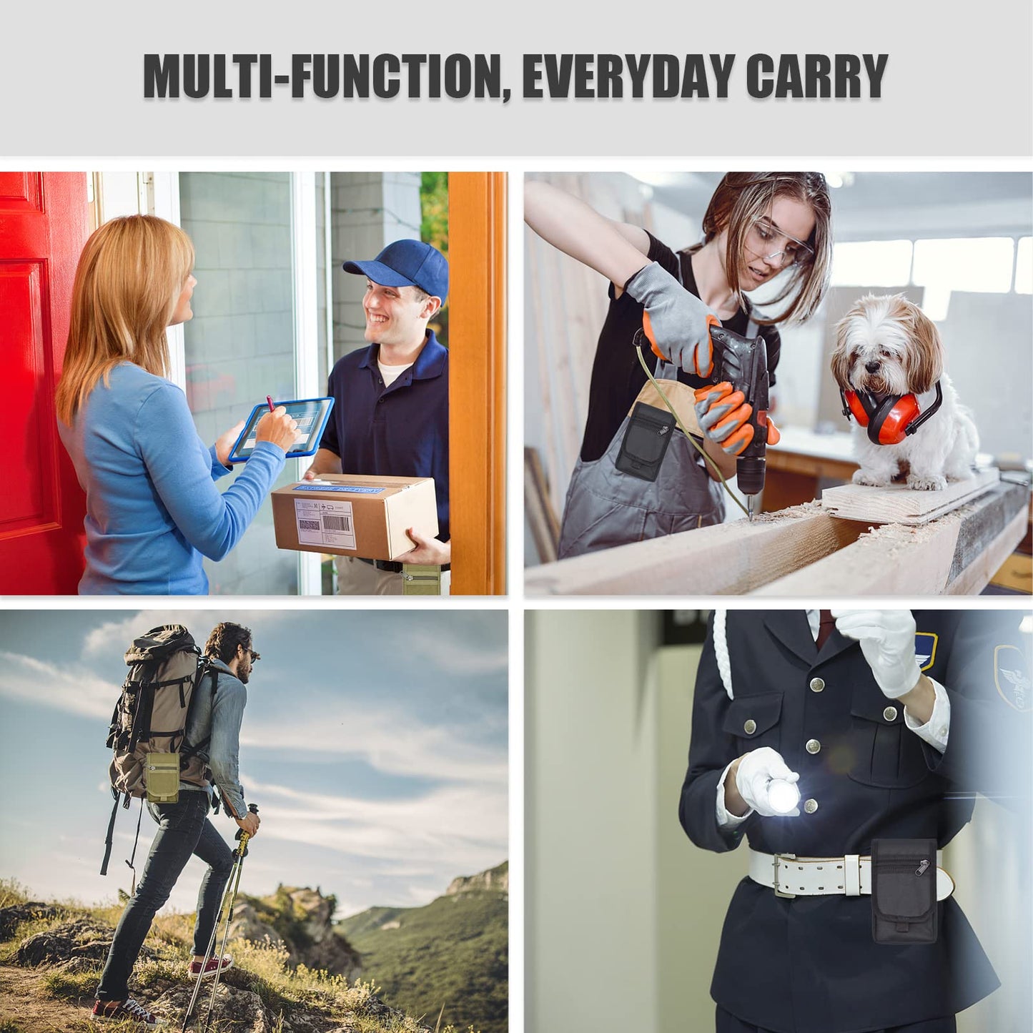 KATOLK Funda para teléfono con cinturón, soporte grande para smartphone, funda táctica multiusos para teléfono móvil, soporte para teléfono móvil para trabajo, senderismo, camping, barbacoa, rescate (Negro)