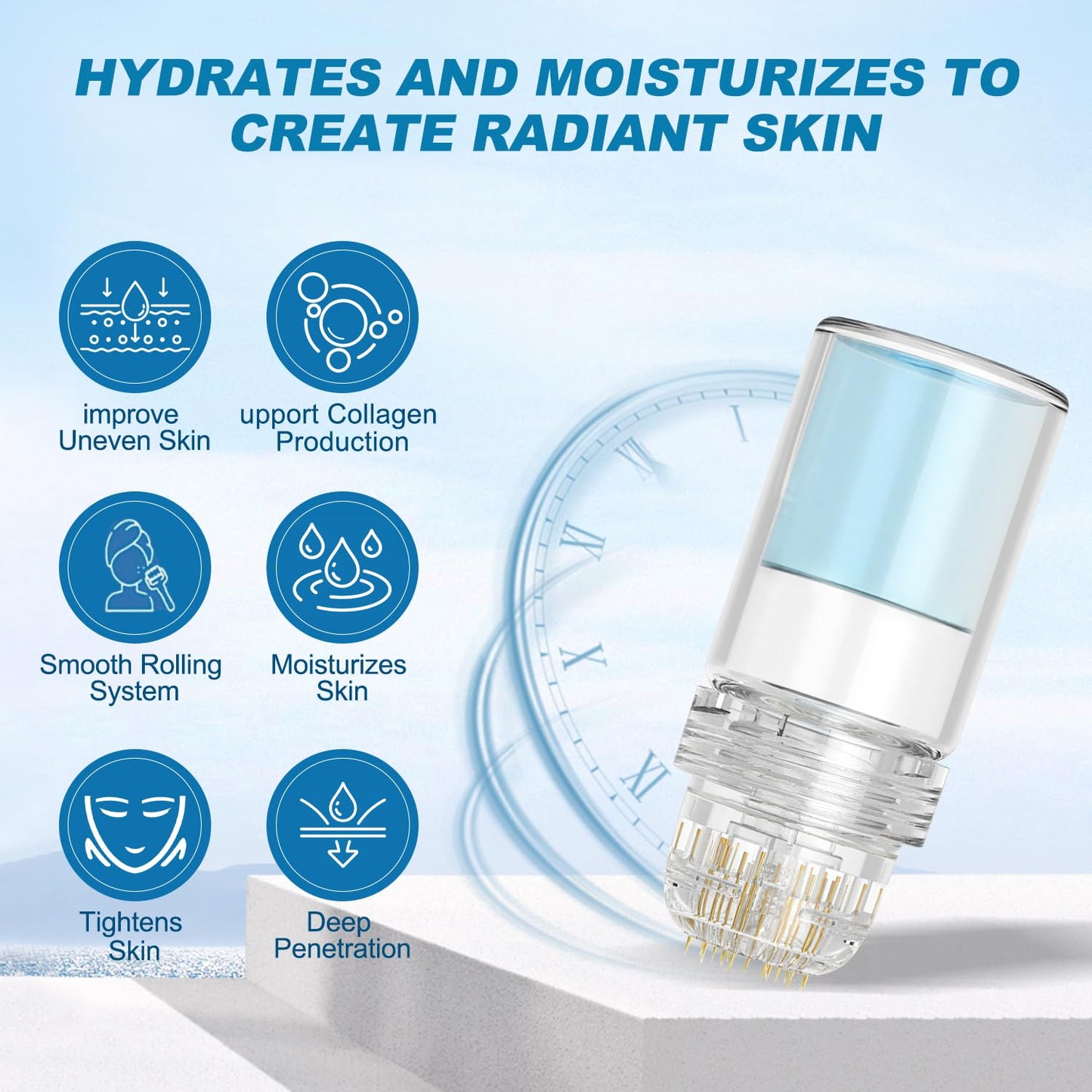 Sistema de microinfusión para labios, sistema micro para rostro, suero facial para piel suave y delicada para todo tipo de piel (1 herramienta de microsistema + 4 sueros faciales)