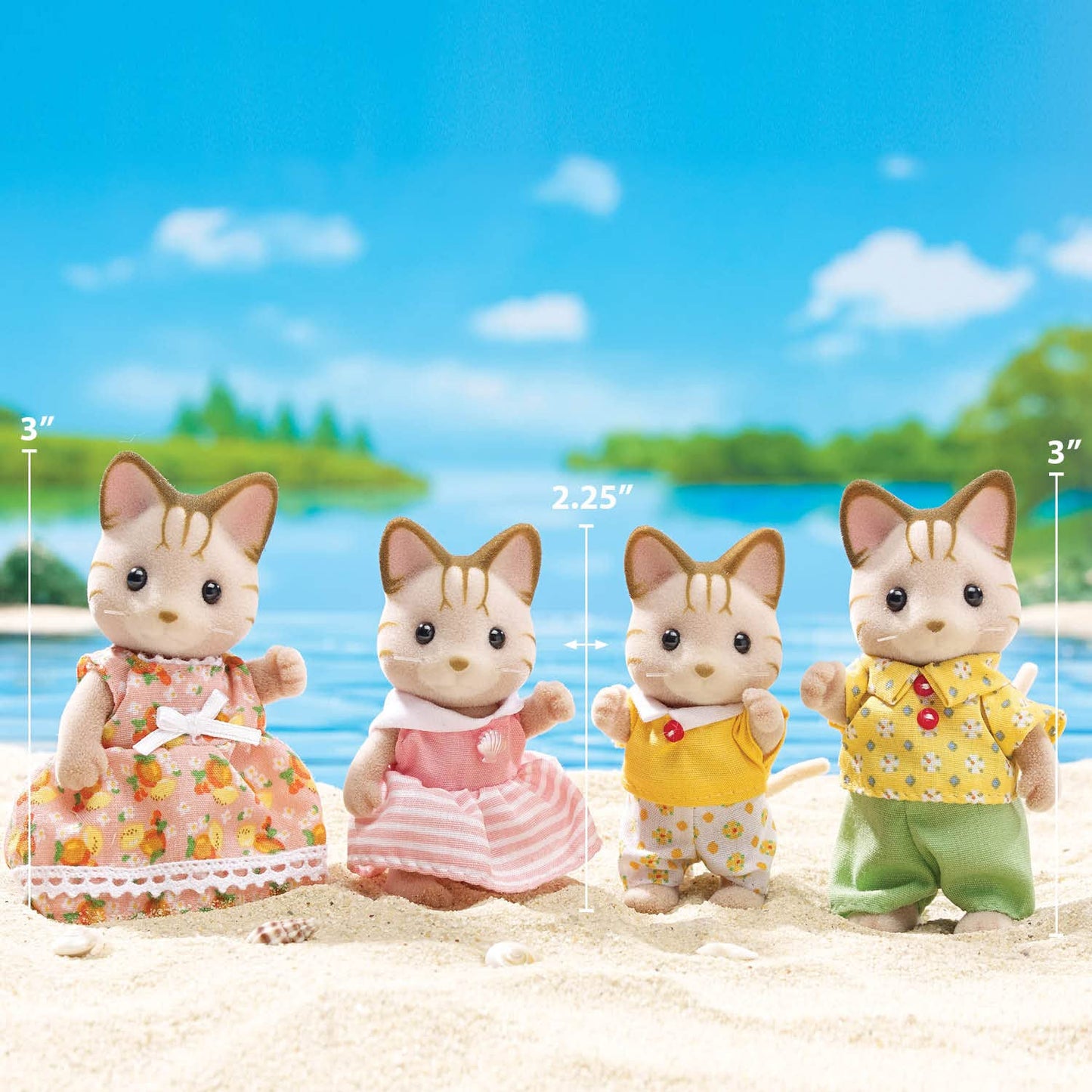 Calico Critters, Sandy Cat Family, muñecas, Cifras de casa de muñecas, Juguetes coleccionables, Premium, 3 Pulgadas