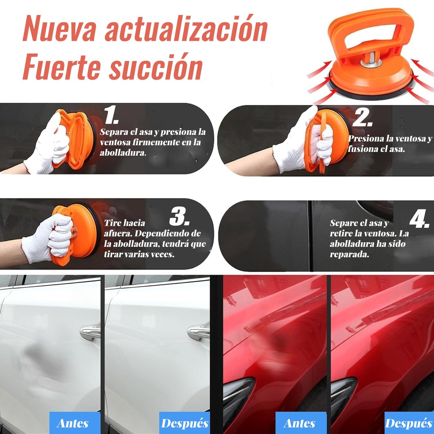 Desabollador de Coches 3 Piezas Potente Herramienta para Reparar Desabolladuras Cristales y Baldosas