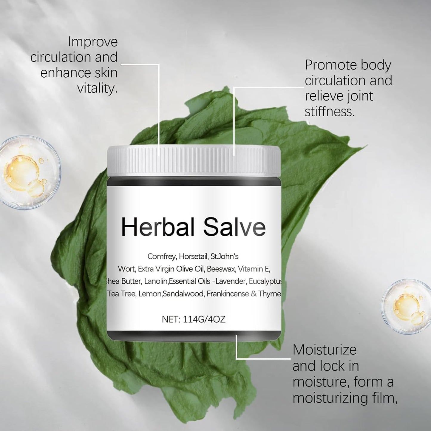fretory Organic Herbal Salve, Organic Comfrey Herbal Salve, Organic Herbal Salve Oil for Skin
