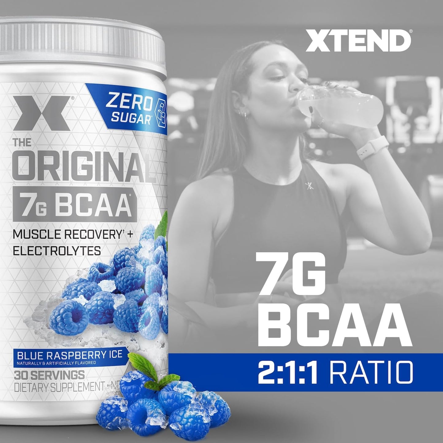 Suplemento Alimenticio XTEND Frambuesa Azul Original BCAA Aminoácidos 30 Servicios