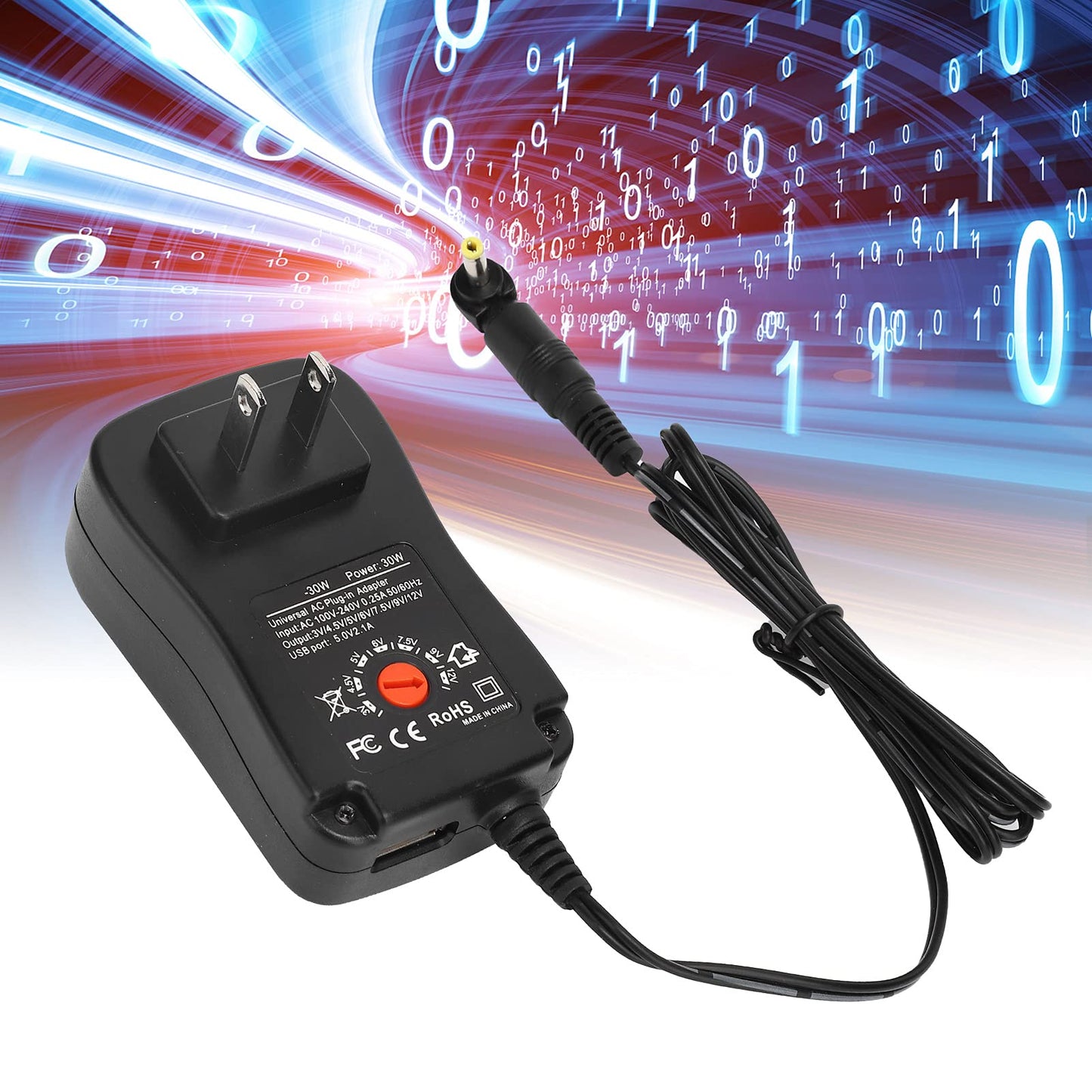 Adaptador de Corriente Universal Kafuty-1 Negro con Carga Rápida y 6 Enchufes Adaptadores