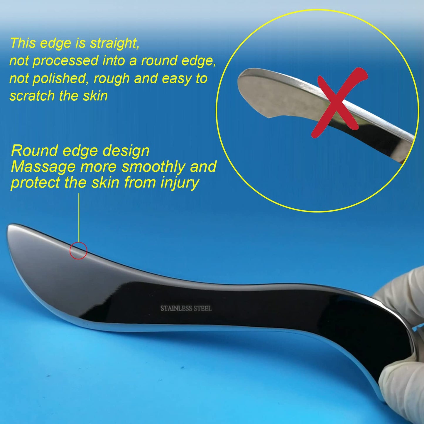 Gua Sha - Herramientas de raspador muscular, herramienta de masaje de raspado de acero inoxidable para tejido suave, herramientas de raspado miofascial para herramientas de terapia física de tejido cicatriz, herramientas IASTM