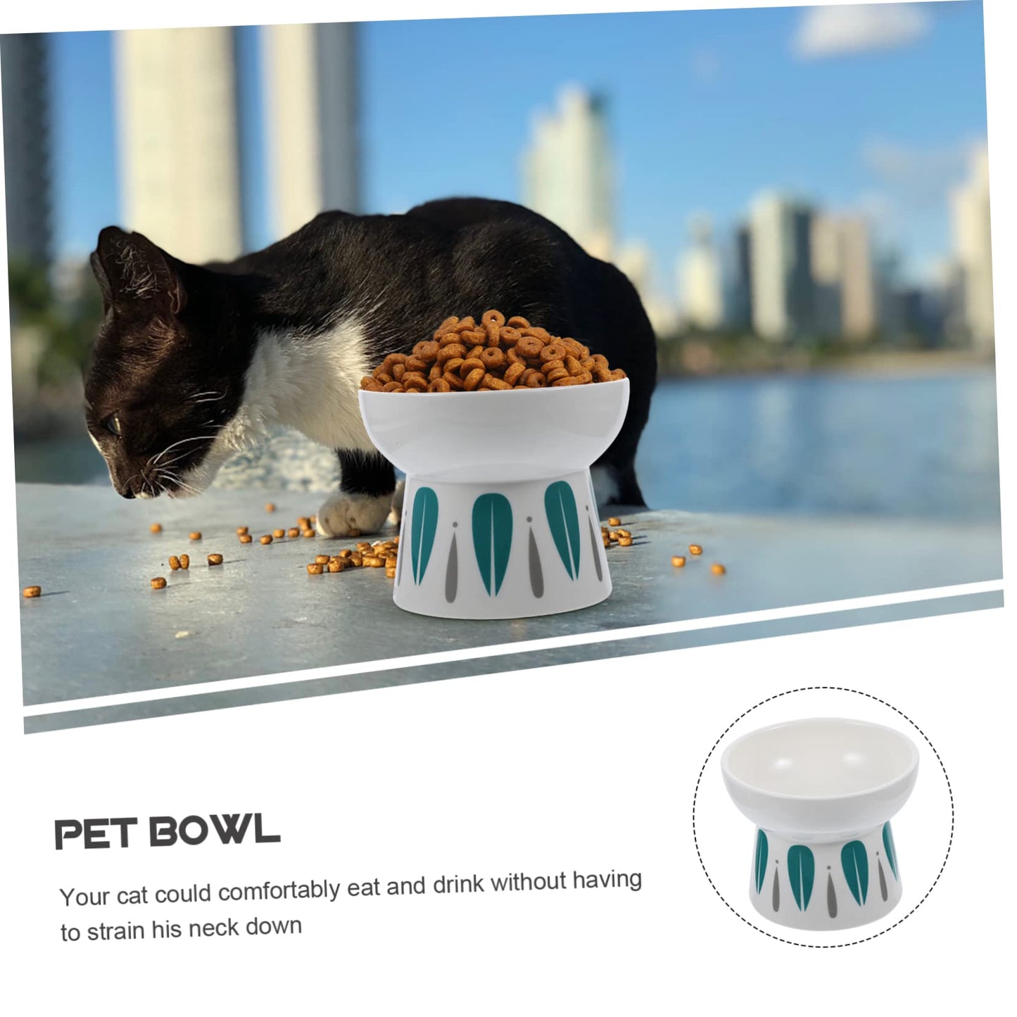 FOMIYES Tazón De Comida para Gatos Cuenco Compacto para Gatos Cuencos Elevados para Gatos De Interior Cuenco De Alimentación Platos De Comida para Gatos Bisel Plato De Gato Cerámica