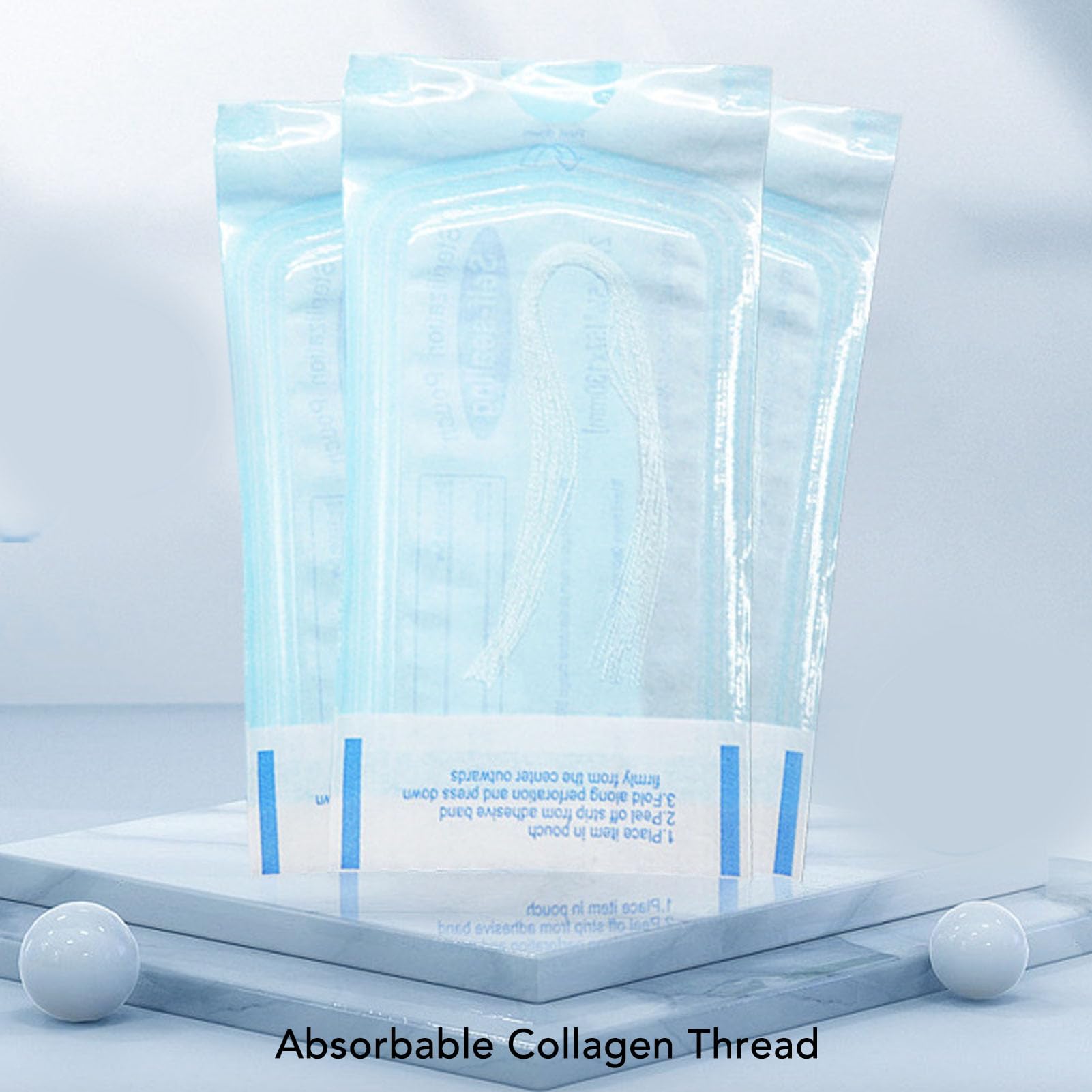 Hilo de Colágeno Absorbible de 500 Piezas, Hilo de Colágeno Absorbible para Estiramiento Facial, Cuidado de la Piel Reafirmante Antiarrugas Antienvejecimiento