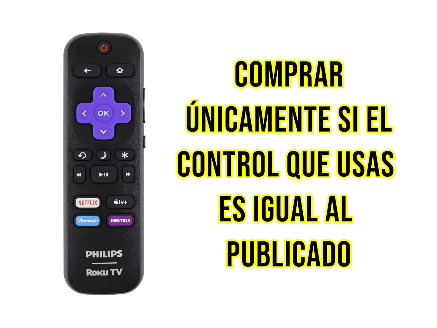 Genérico Control Expert Control Compatible con Philips Roku TV Original Smart TV