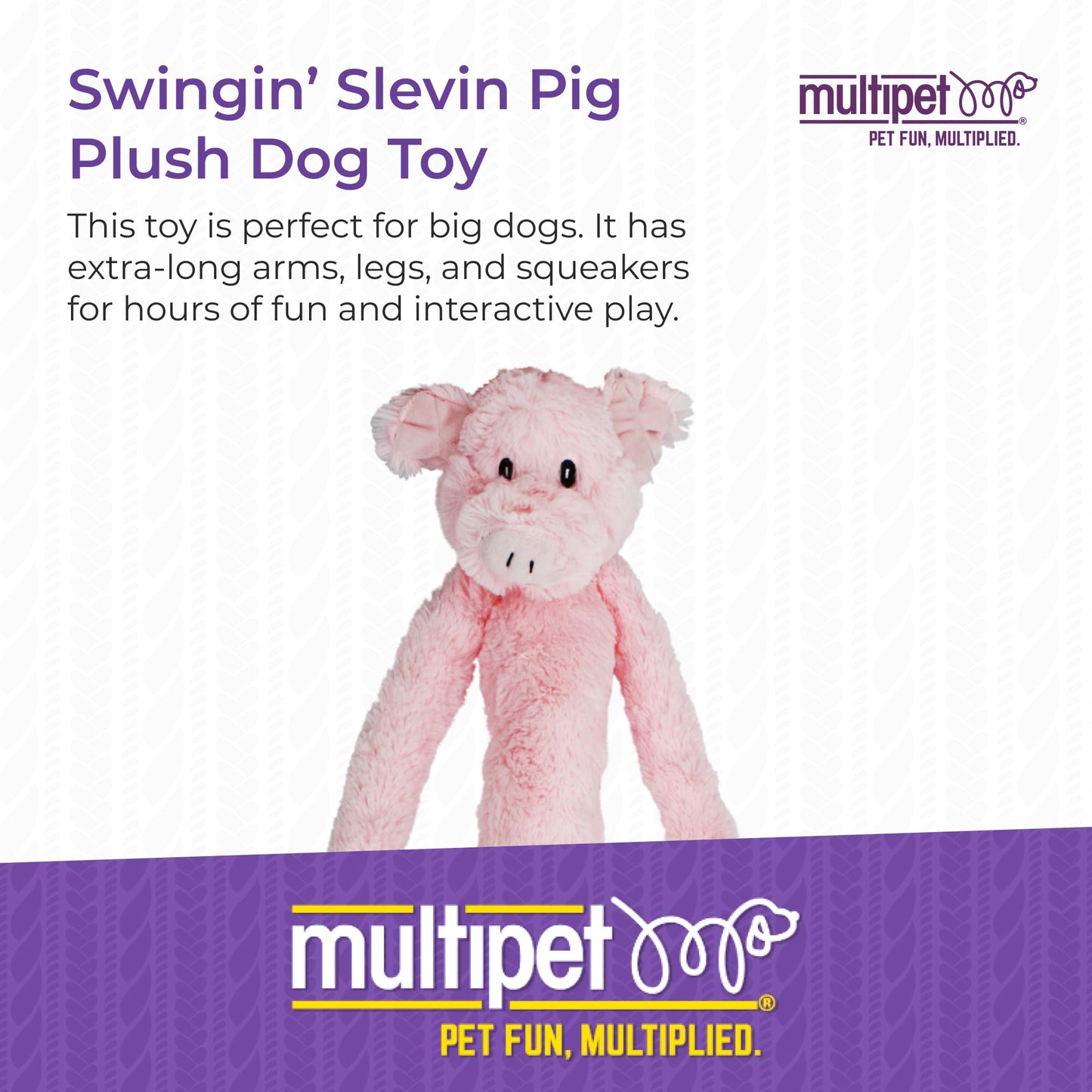 Juguete de Peluche para Perro Multipet Swingin Slevin XXL Rosa de 30 Pulgadas
