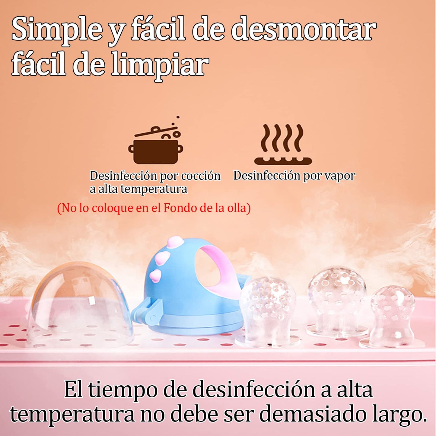 Baby Food Feeder Juego, Chupón para frutas Fruta Y Papilla con Seguro Y Tapa, Chupón Alimentador para Bebé. Chupones/Chupetes Ergonómicos para Frutas. Chupete de silicona 3 Piezas Tamaños S M L