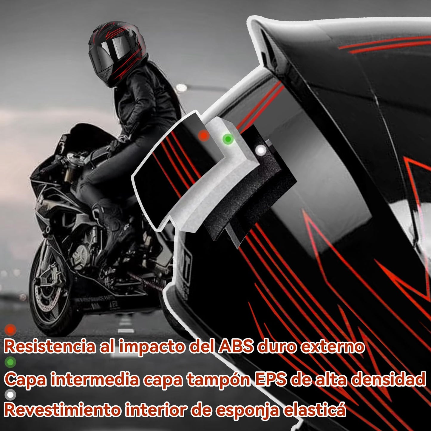 LINGLUCKY Casco Motocicleta,Cascos para Motos Certificados Dot,Cascos de Moto con Visor ANTIVAHO,Cascos Motocross Mujer Hombre Motos Accesorios (M)