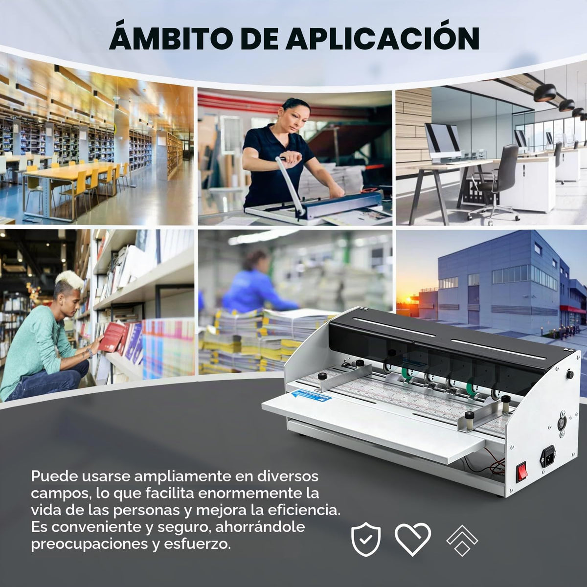 Máquina Plegadora de Papel Mxmoonant Eléctrica 3 en 1 Blanca con Línea Punteada