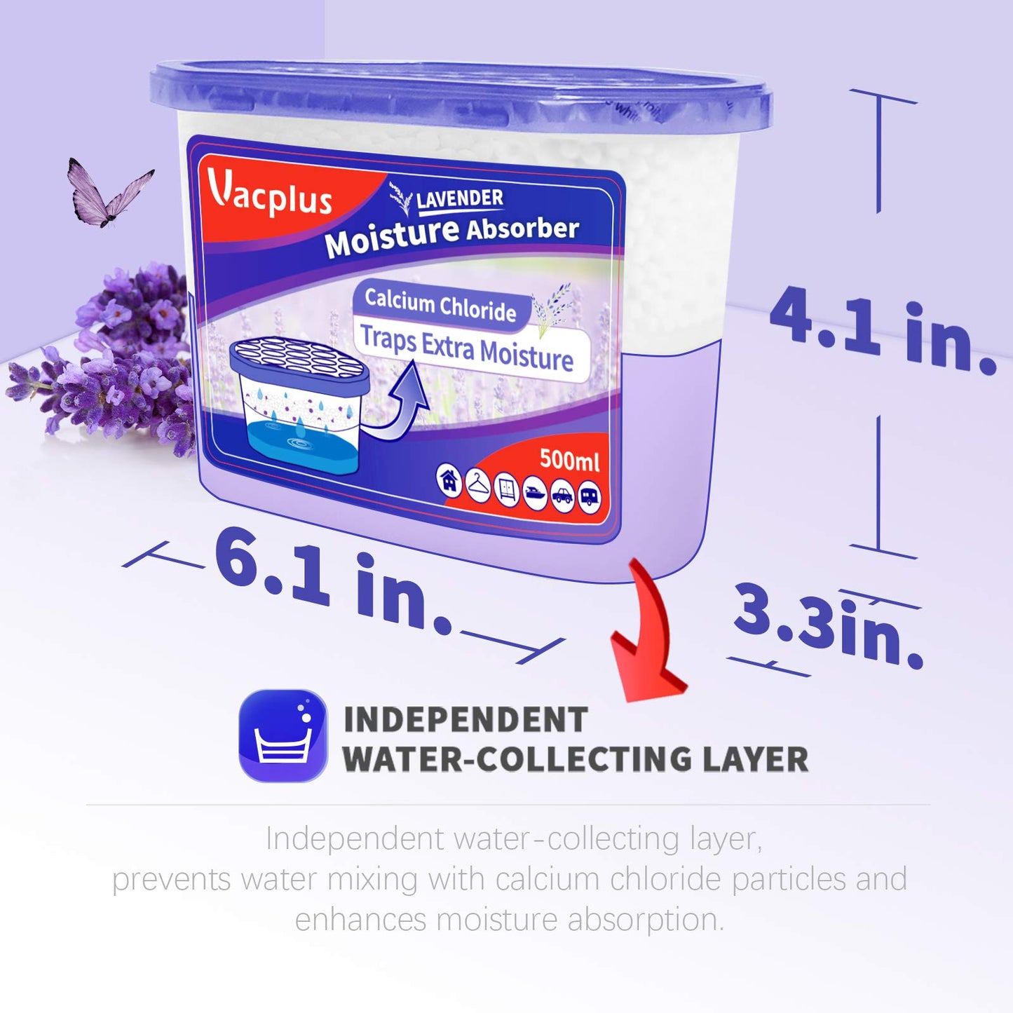Deshumidificadores Vacplus Lavanda Morado Portátiles Paquete de 6