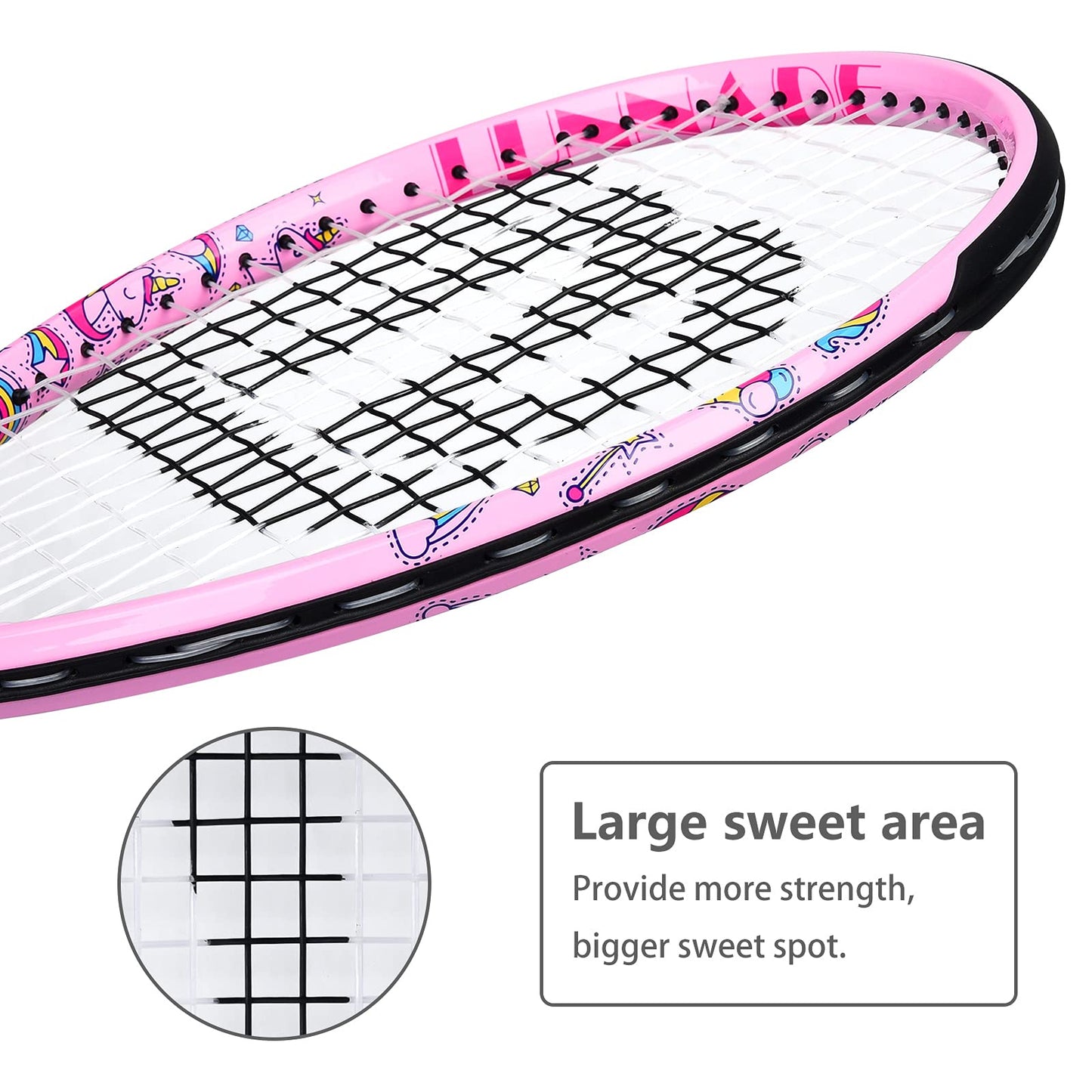 LUNNADE - Raqueta de tenis para niños pequeños, 19/21/23/25 pulgadas con cubierta, adecuada para niños y niñas principiantes de 3 a 12 años