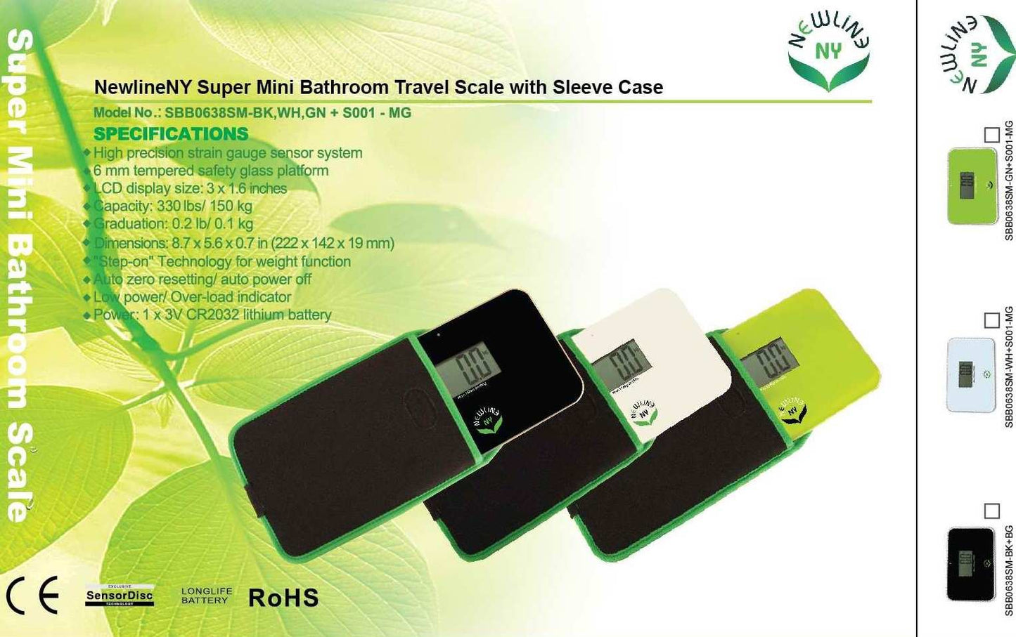 Báscula de Baño de Viaje NewlineNY Verde con Funda Protectora