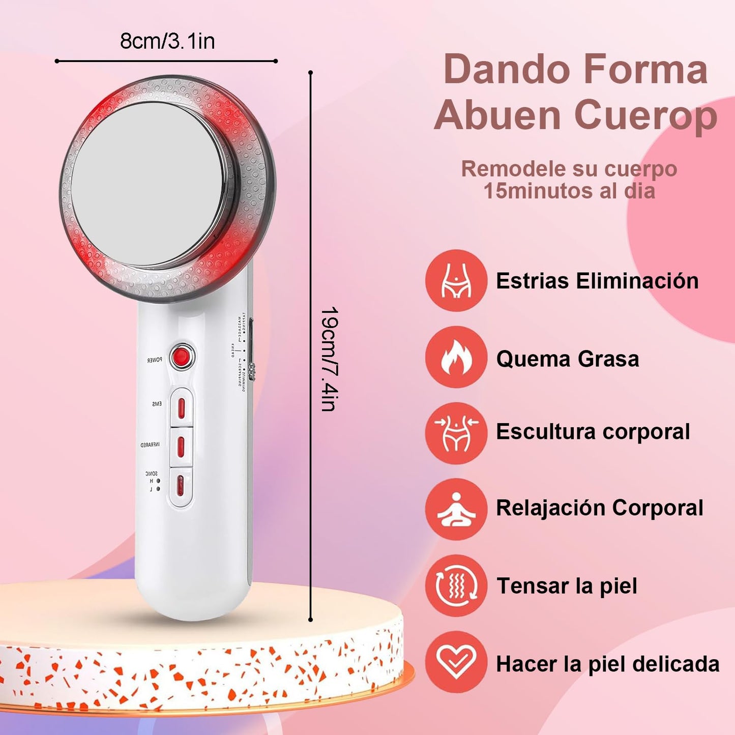 Masajeador Ultrasónica de Cavitación 3 en 1,Masajeador Electrico,para Brazo, Vientre, Cintura, Pierna