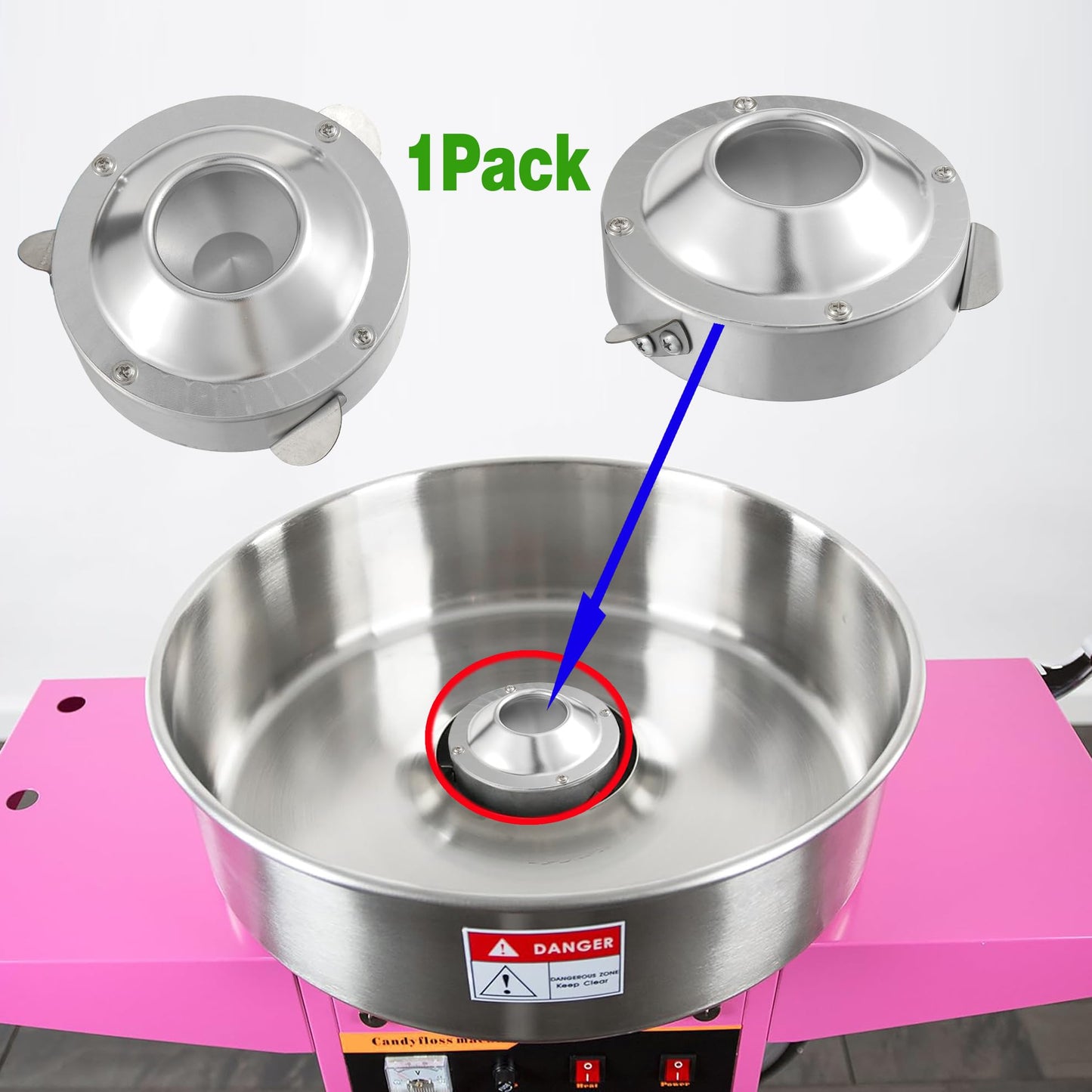 BOSHCHEN - Cabezal de calefacción de algodón para máquinas de hilo de caramelo, compatible con CANDY-V001 CANDY-V002 CANDY-KIT-1 CANDY-KIT-2 pieza de repuesto CANDY-PARTS2, pulgadas, plata, BC-MHT