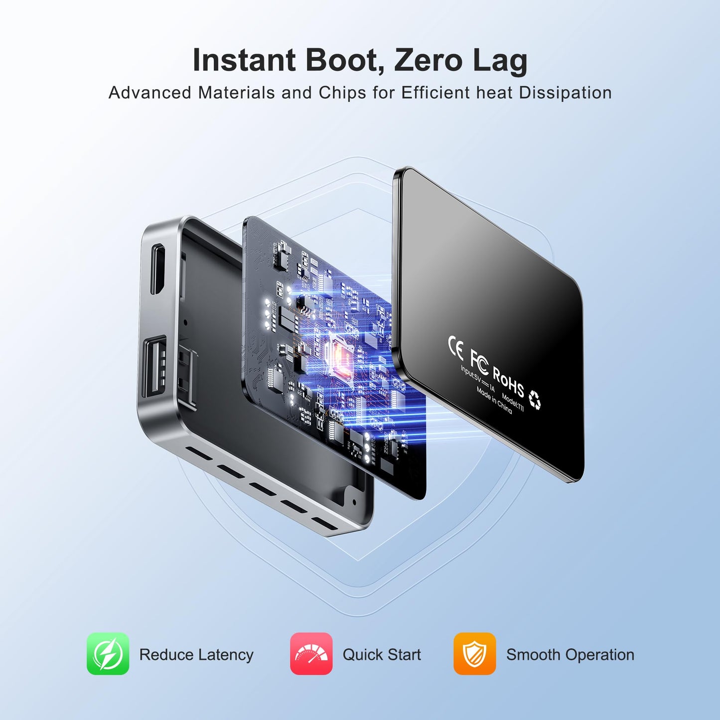 Adaptador AI Box Wireless CarPlay Plug & Play WiFi Doble Banda Bluetooth 5.0 Compatible con Video 4K y Android 12.0 para Automóviles con Factory CarPlay y Android Auto